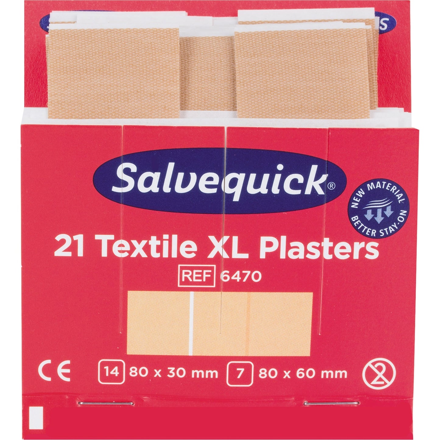 Salvequick Nachfüllset Pflasterspender Refill 6470 Salvequick Pflasterspender Cederroth 490700 14 St. 8 x 3 cm, 7 St. 8 x 6 cm Textil 21 St./Pack.