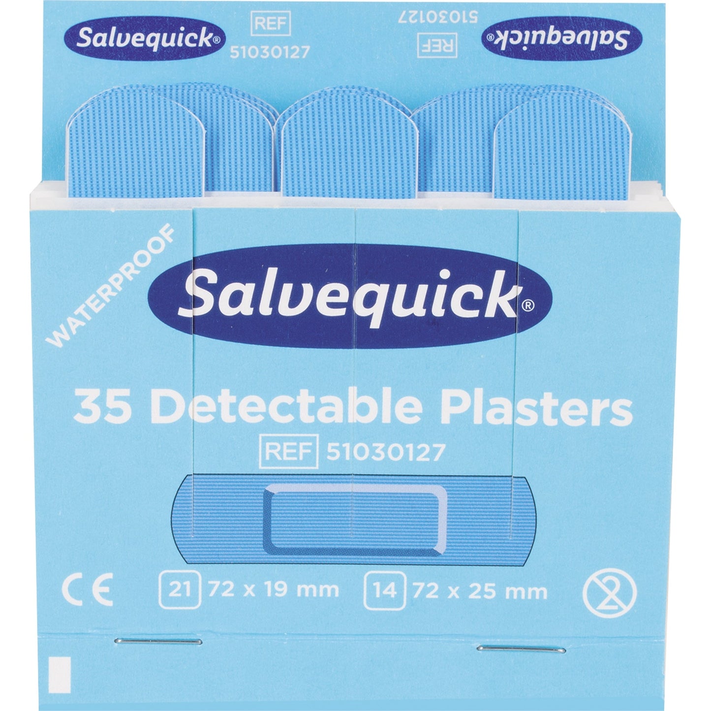 Salvequick Nachfüllset Pflasterspender detectable Salvequick Pflasterspender Blue Detectable 1009072 21 Strips 7,2 x 1,9 cm, 14 Strips 7,2 x 2,5 cm 35 St./Pack.