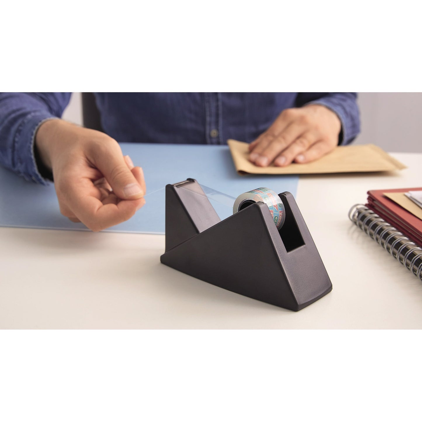 tesa® Tischabroller Easy Cut® Economy Promo 19 mm x 33 m (B x L) inkl. 1 Rolle tesafilm® Eco & Clear, 15 mm x 10 m (B x L) ohne Lösungsmittel schwarz