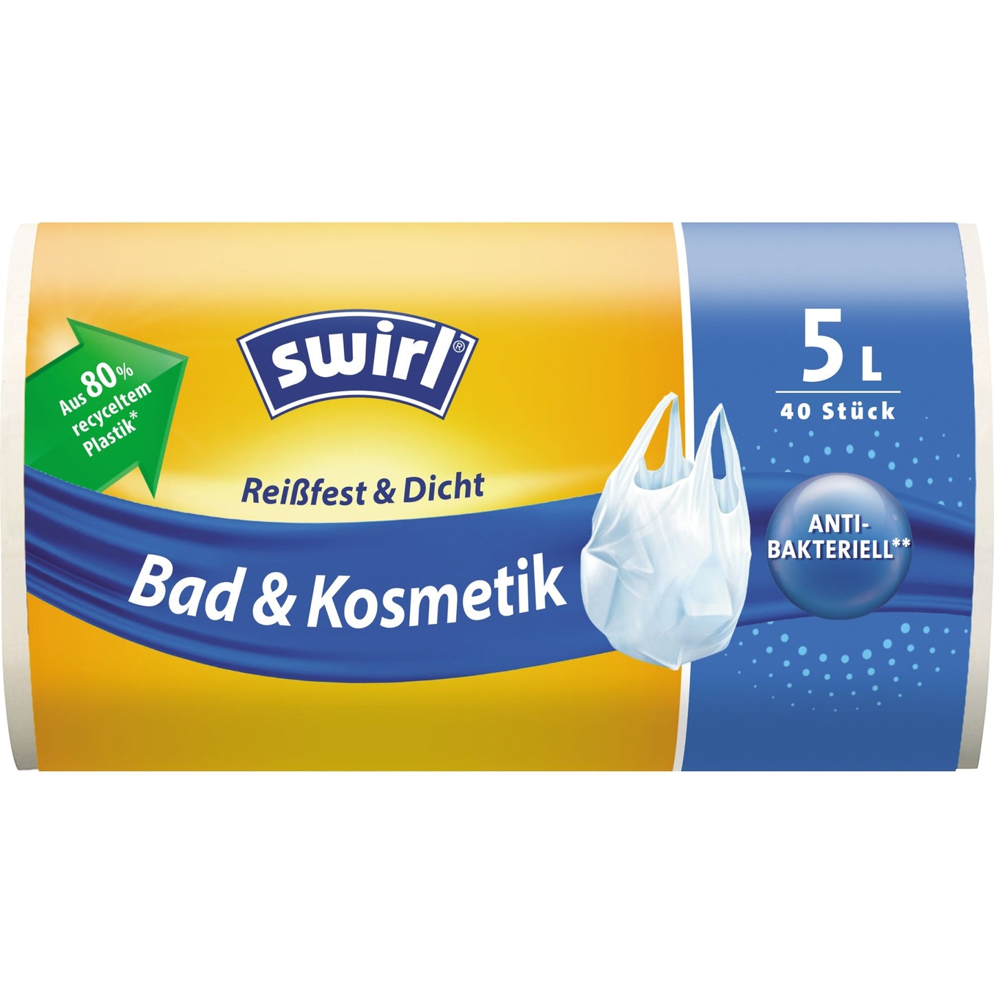 Swirl Müllbeutel Bad & Kosmetik 33 x 36 cm (B x H) 5l Plastik, 80 % recycelt transparent 40 St./Pack.