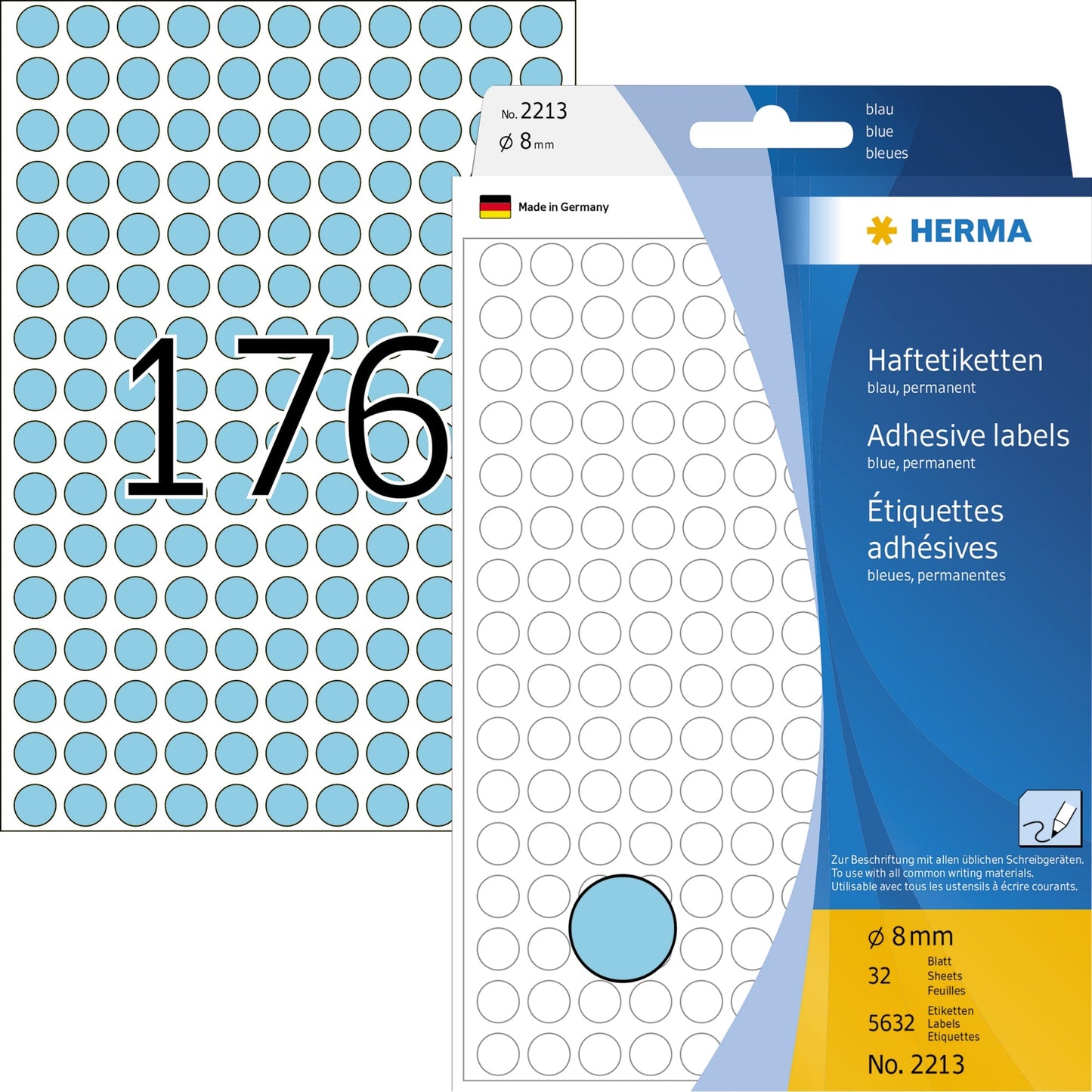 HERMA Markierungspunkt 8mm Papier blau 5.632 Etik./Pack.