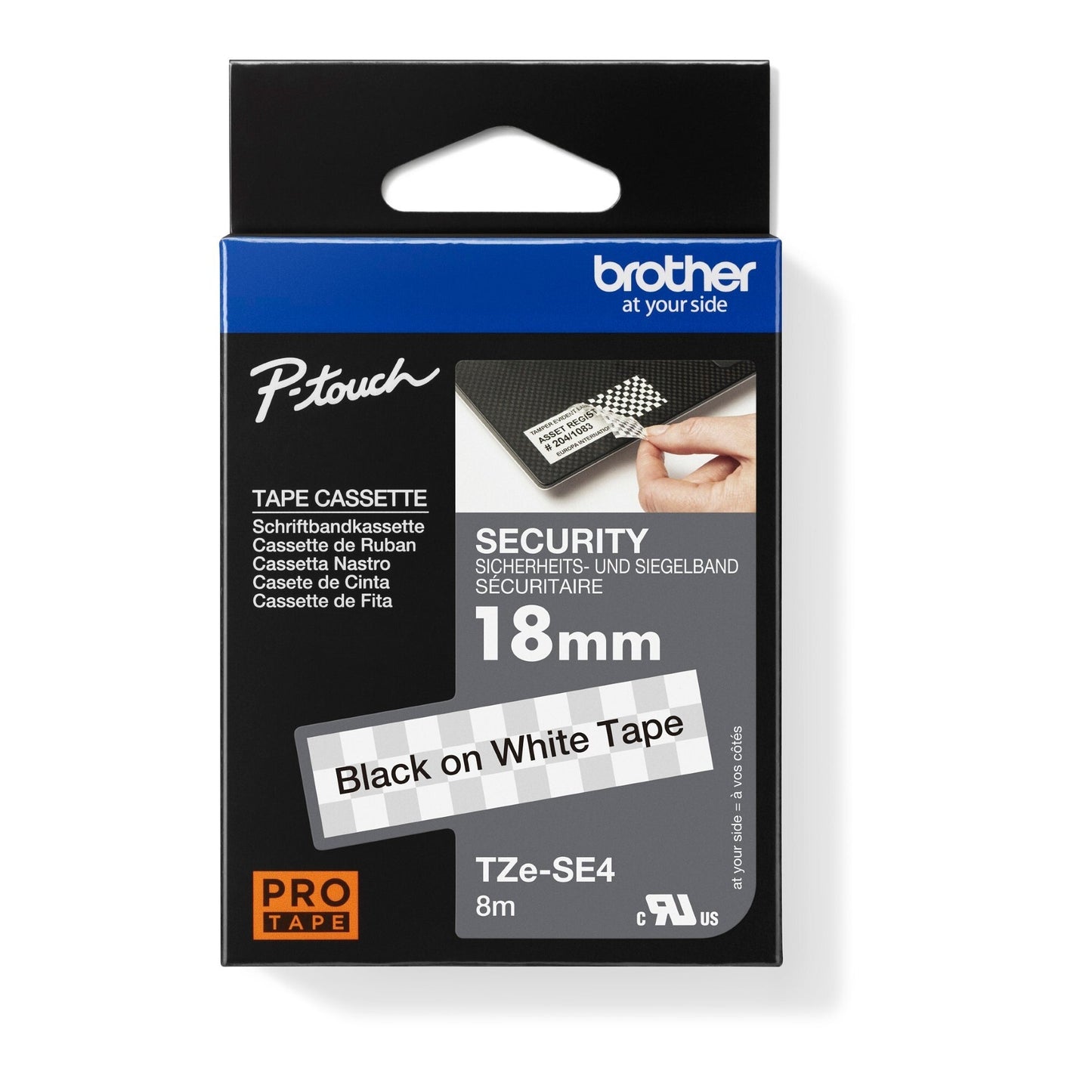 Brother Schriftbandkassette P-touch 18 mm x 8 m (B x L) weiß schwarz