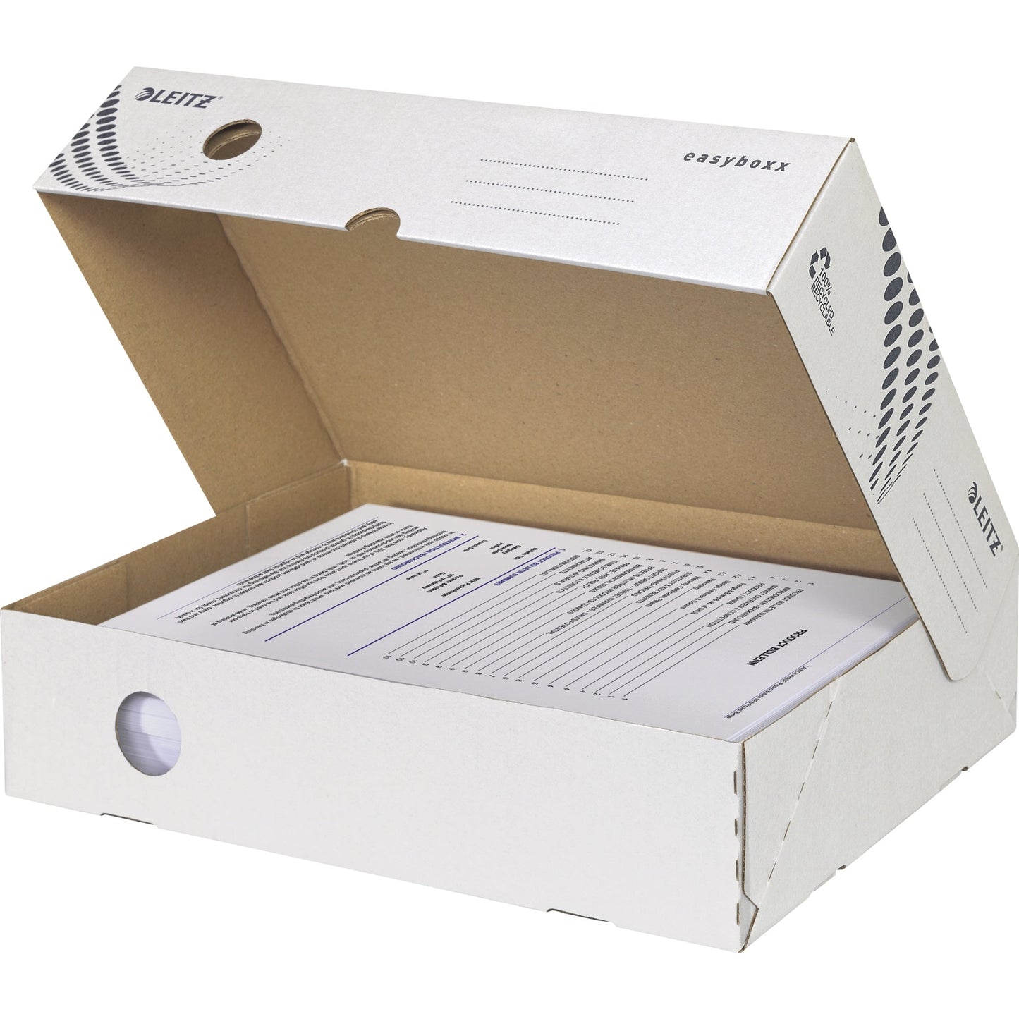 Leitz Archivschachtel easyboxx 8 x 25 x 35 cm (B x H x T) DIN A4 mit Archivdruck Wellpappe, 100 % recycelt weiß