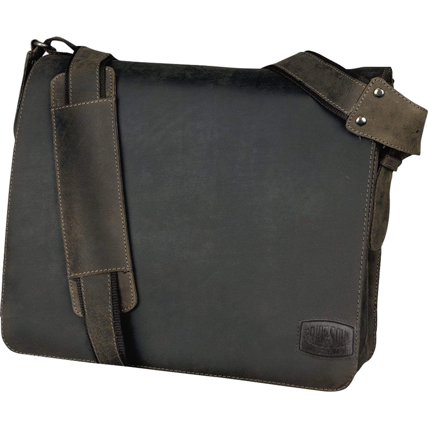 Pride & Soul Umhängetasche BEN 35 x 29 x 11 cm (B x H x T) Klettverschluss zwei Fächern, Hauptfach mit Handytasche, Einsteckfach, gepolstertem Laptopfach Leder braun