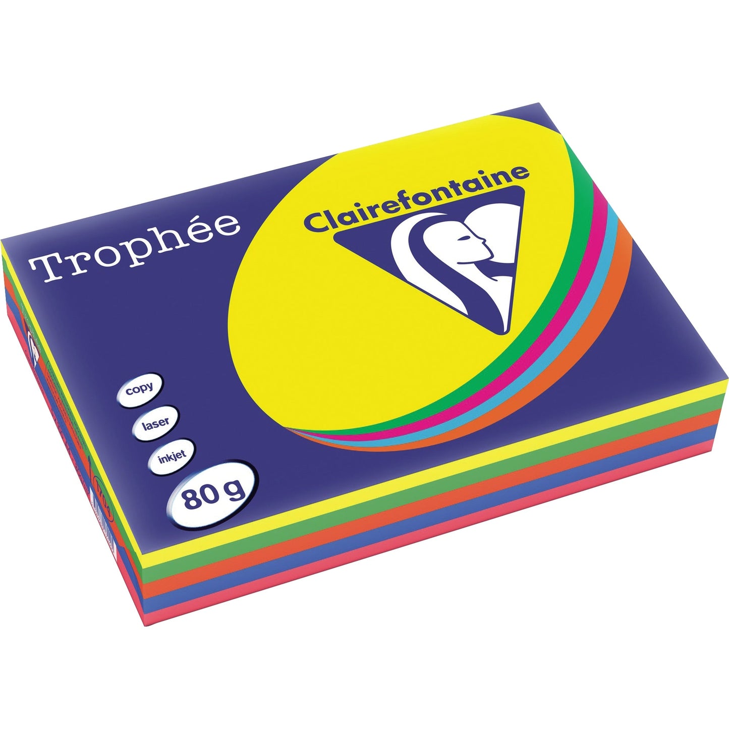 Clairefontaine Kopierpapier Trophée Color DIN A4 80g/m² elementar chlorfrei gebleicht, holzfrei intensivfarbig sortiert 500 Bl./Pack.