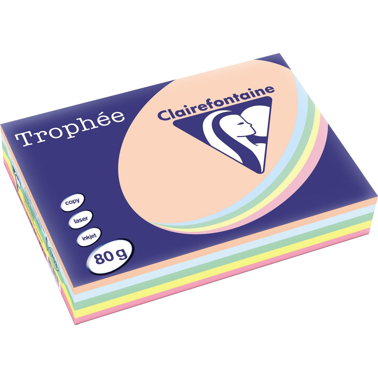 Clairefontaine Kopierpapier Trophée Color DIN A4 80g/m² elementar chlorfrei gebleicht, holzfrei pastellfarbig sortiert 500 Bl./Pack.