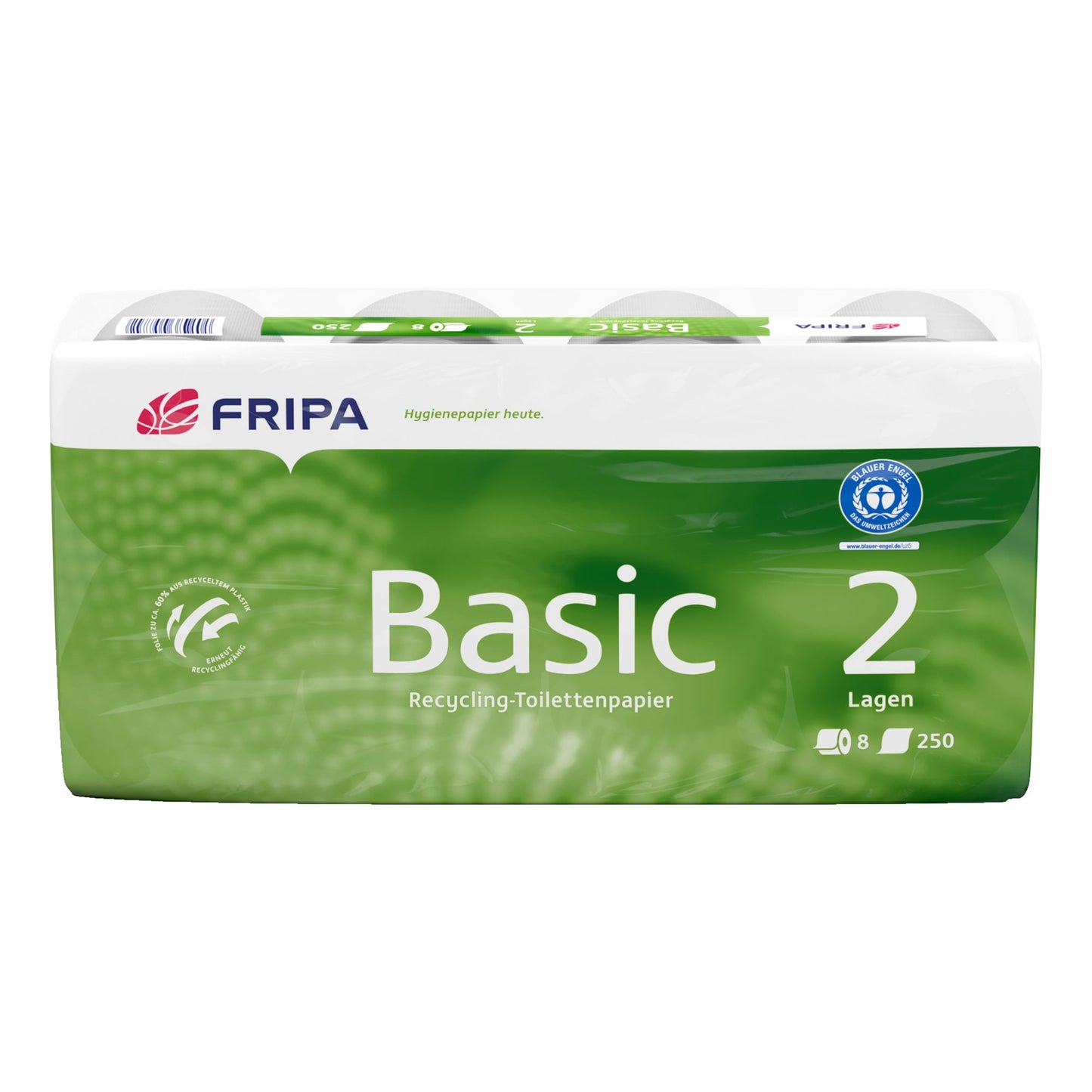 Fripa Toilettenpapier Basic 2-lagig weiß 250 Bl./Rl. 8 Rl./Pack.