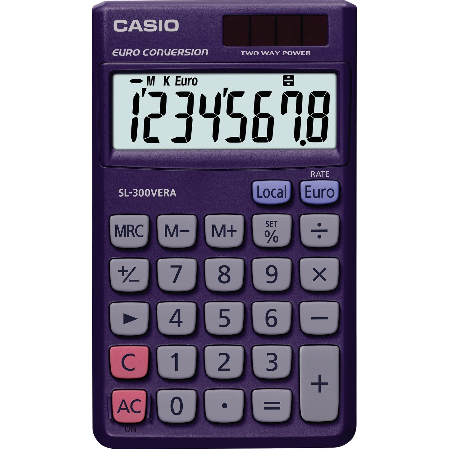 CASIO® Taschenrechner SL-300VERA 1 x 8-stellig blau Batterie, Solar-Energie