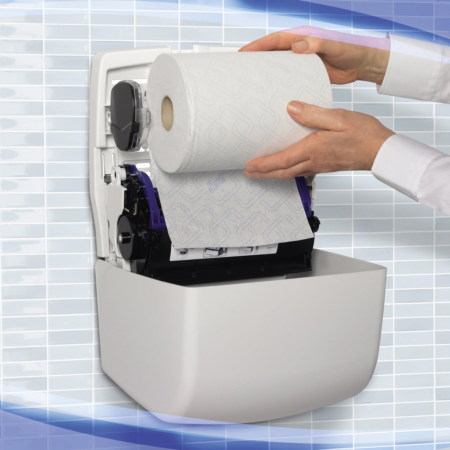 Aquarius Handtuchspender SlimrollT SCOTT® Papierhandtücher 6621, 6695, 6696, KLEENEX® Papierhandtücher 6781 29,7 x 32,4 x 19,2 cm (B x H x T) Kunststoff weiß