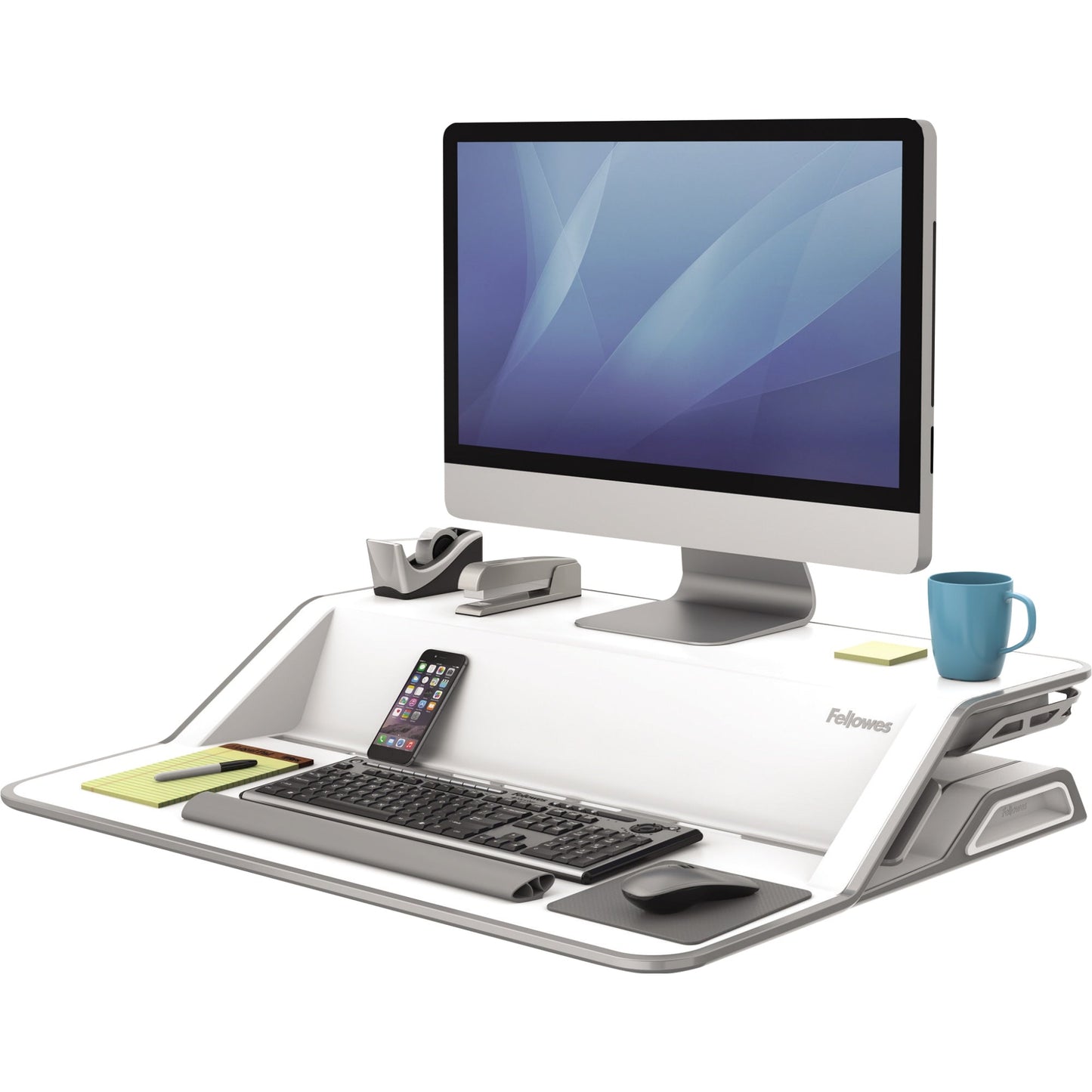Fellowes® Sitz-Steh-Arbeitsplatz LotusT 15,8kg Stahl/ABS Kunststoff weiß