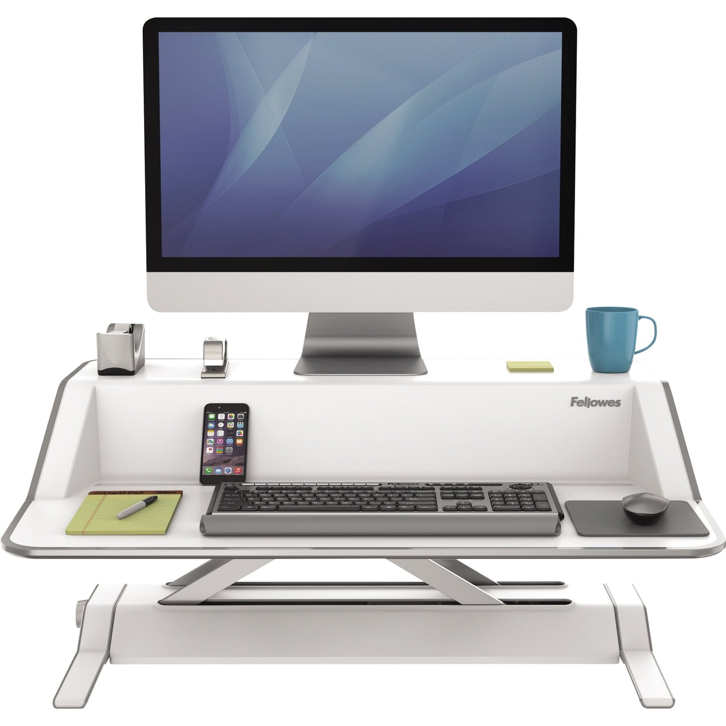 Fellowes® Sitz-Steh-Arbeitsplatz LotusT 15,8kg Stahl/ABS Kunststoff weiß