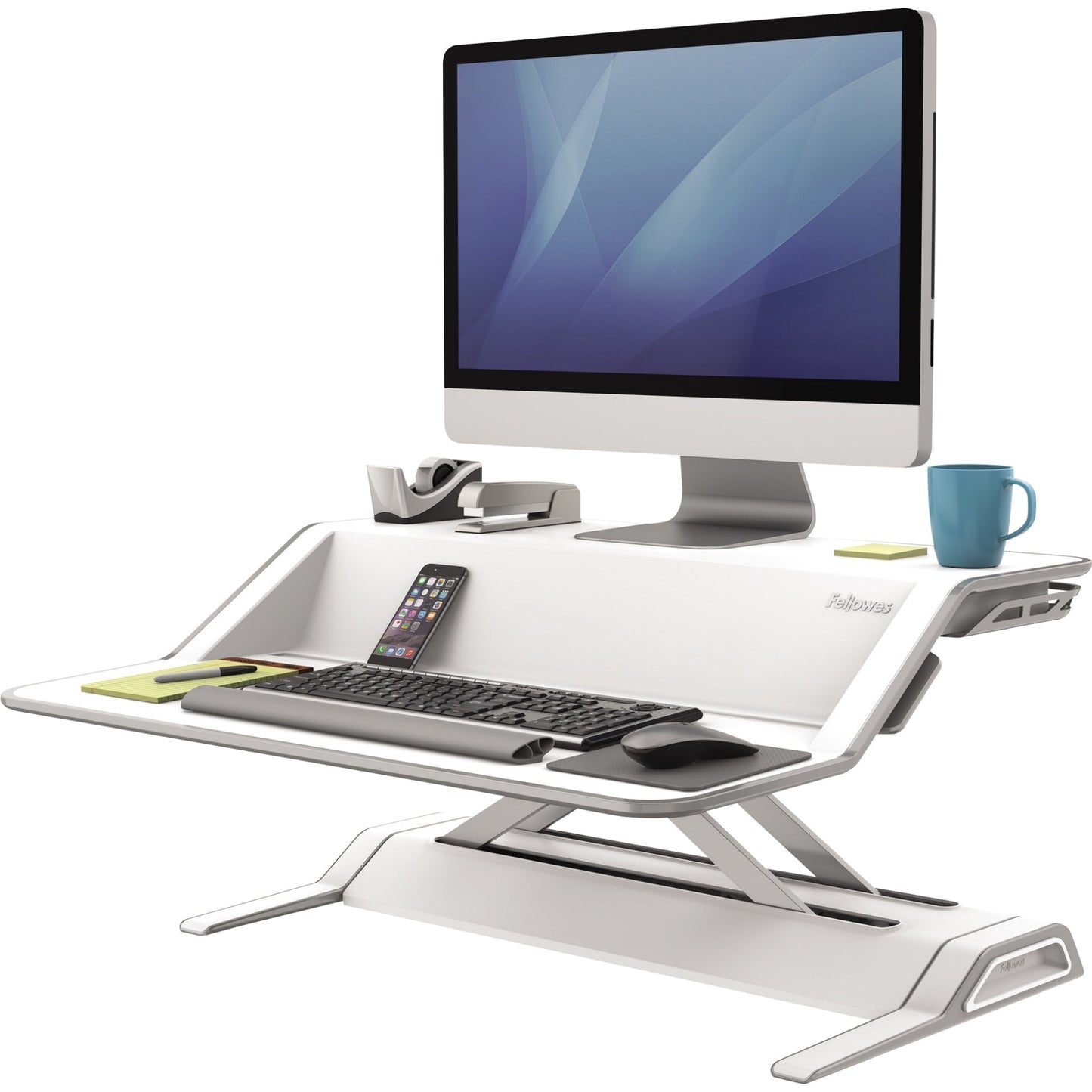 Fellowes® Sitz-Steh-Arbeitsplatz LotusT 15,8kg Stahl/ABS Kunststoff weiß