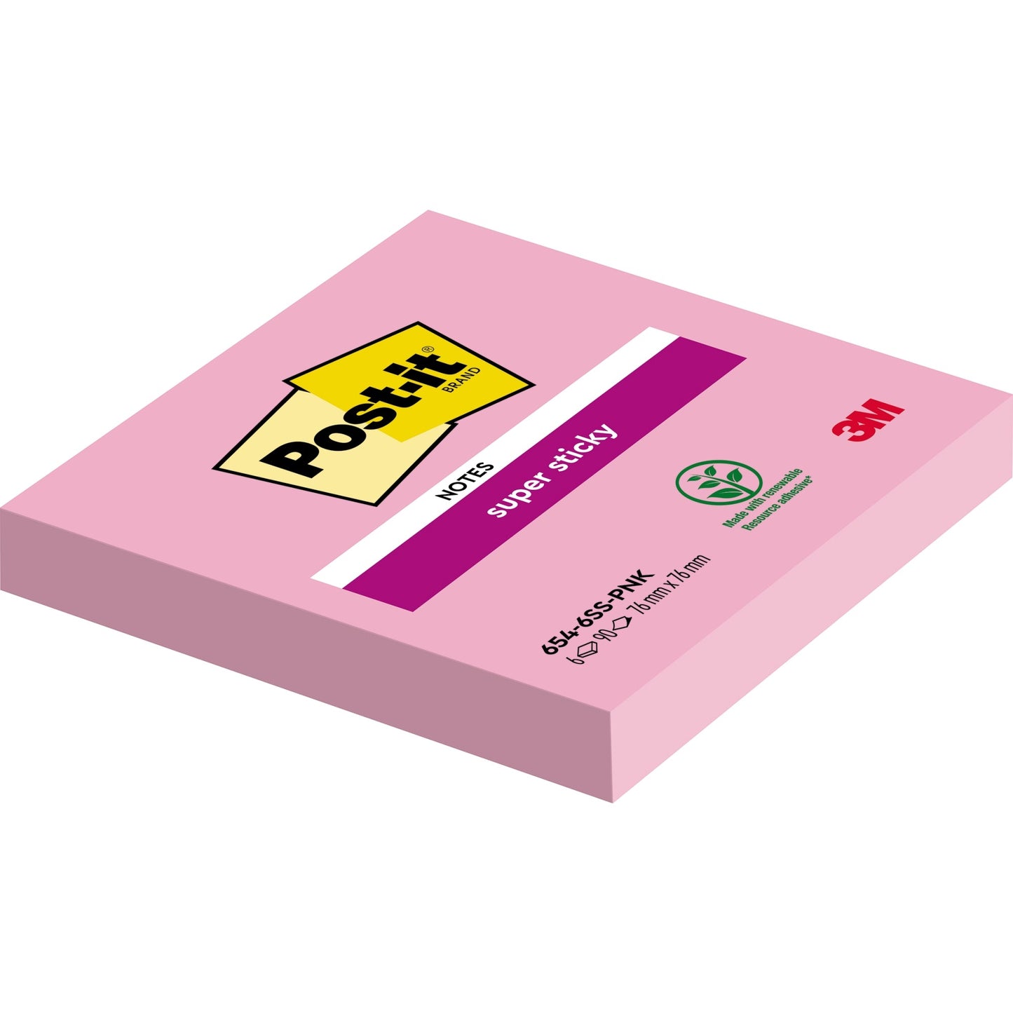 Post-it® Haftnotiz Super Sticky Notes 76 x 76 mm (B x H) tropicalpink 90 Bl.