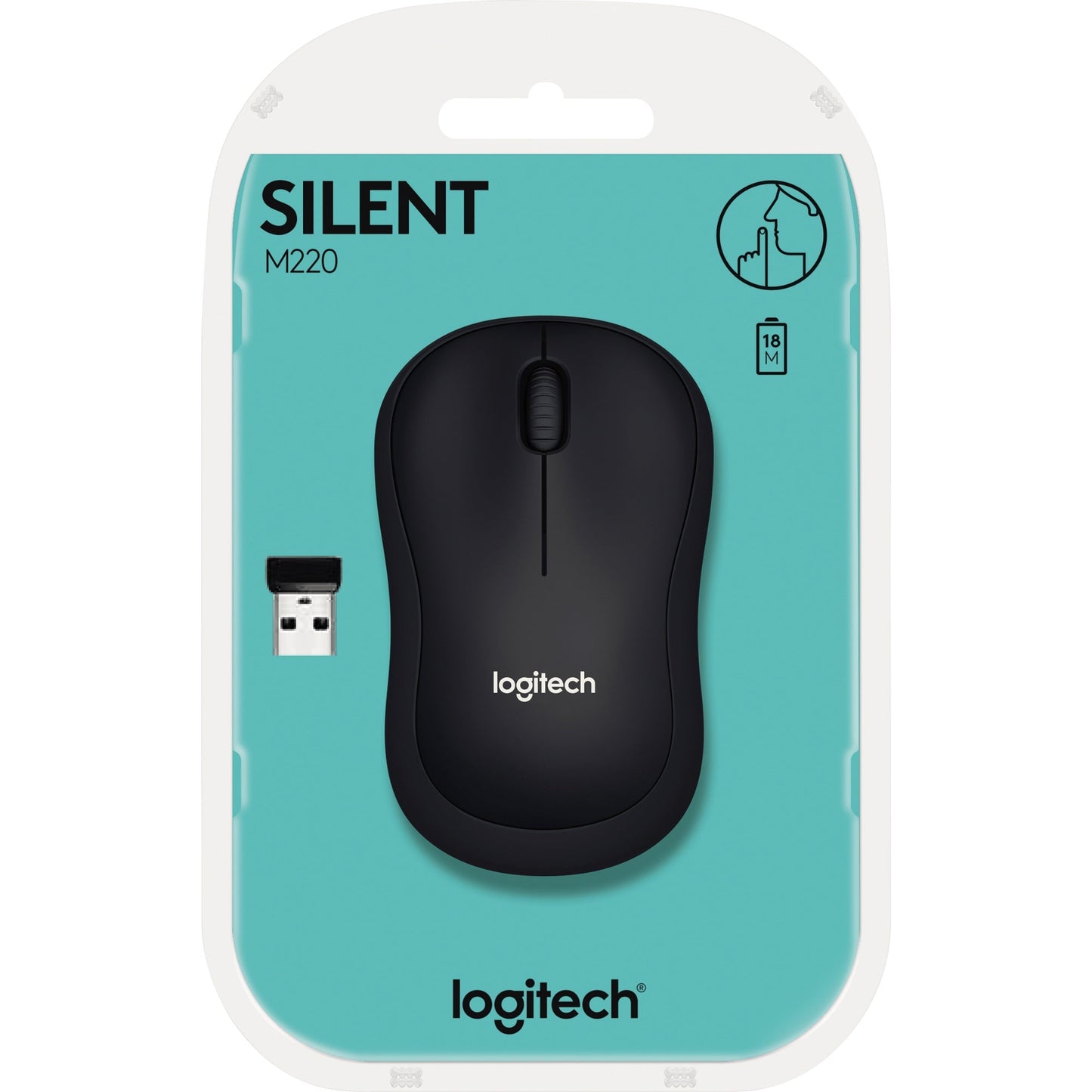 Logitech Optische PC Maus M220 SILENT Links- und Rechtshänder nicht ergonomisch USB-A 10m Batterie inkl. Nano-Empfänger anthrazit