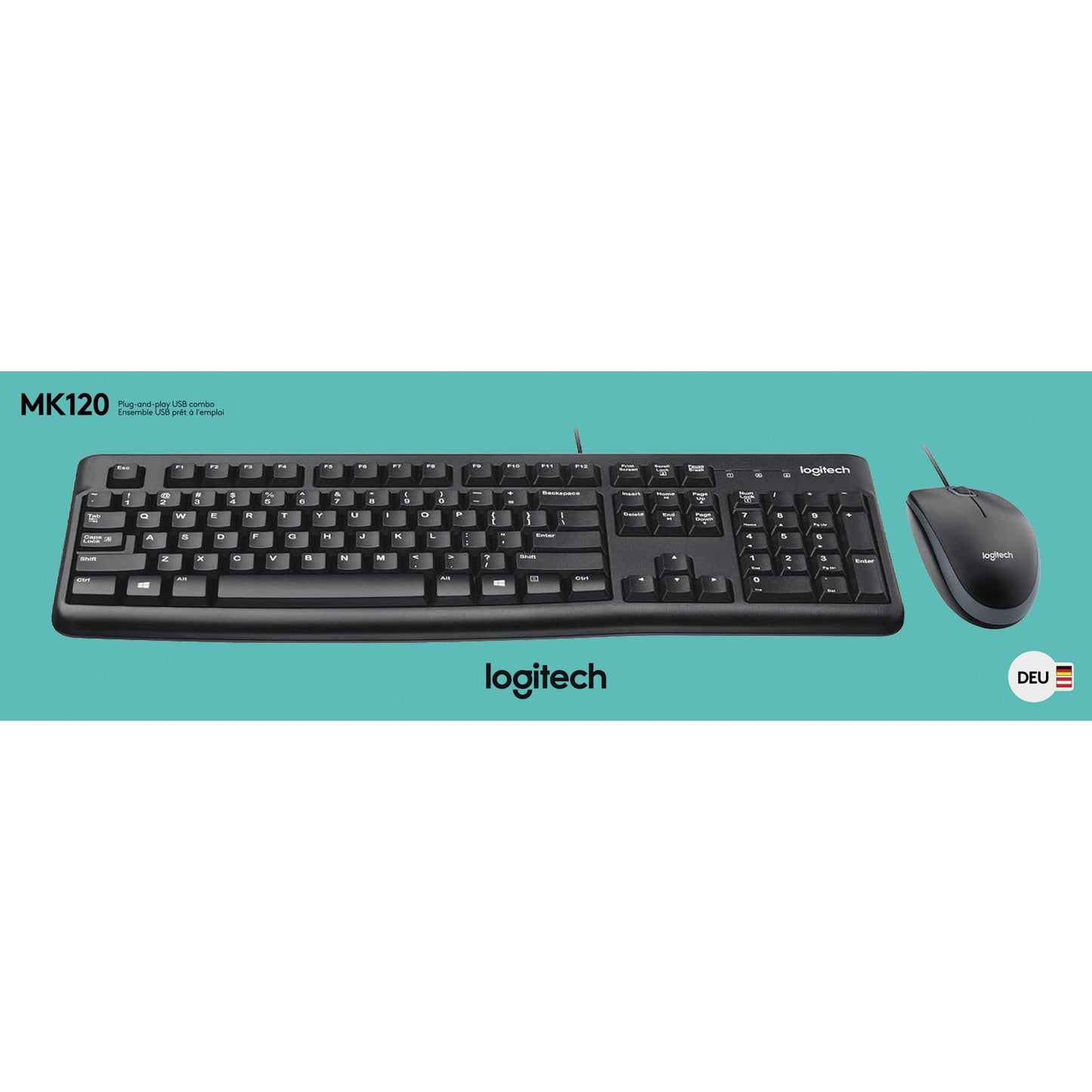 Logitech Tastatur-Maus-Set MK120 QWERTZ USB-A 1,8m schwarz