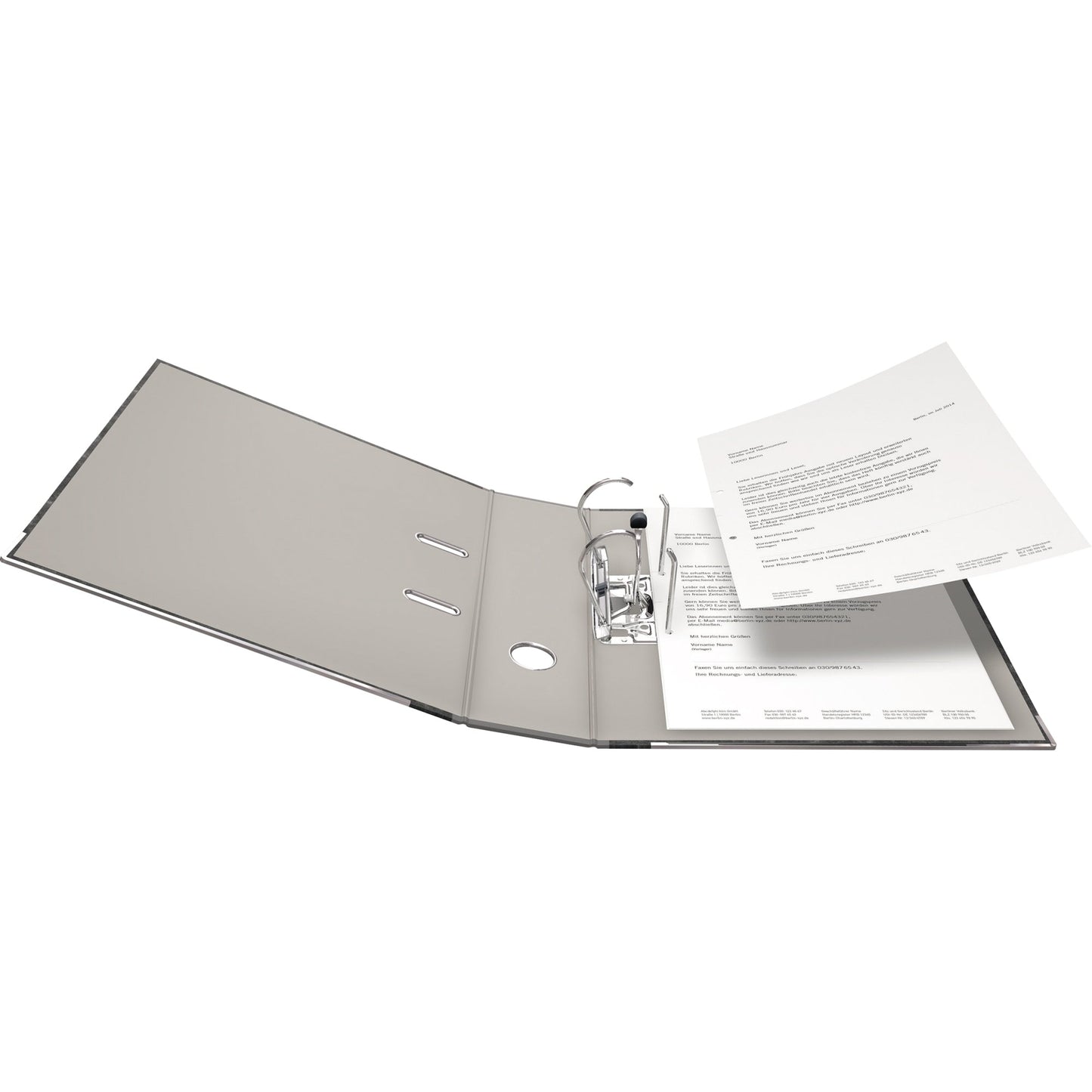 Falken Ordner 80mm DIN A4 Rückenschild: geklebt mit Schlitzen Werkstoff: Pappe Material außen: Papier Material innen: Papier grau