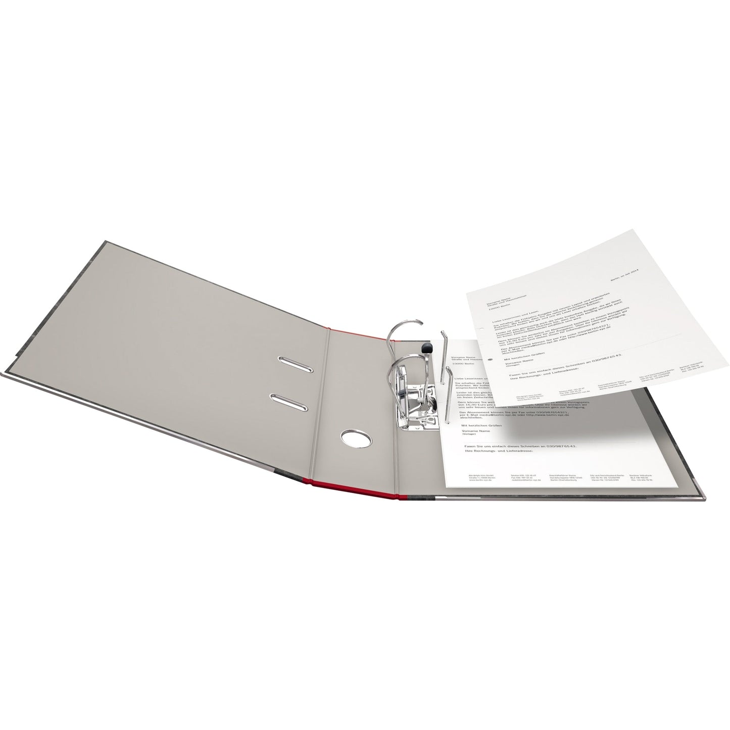 Falken Ordner 80mm DIN A4 Rückenschild: geklebt mit Schlitzen Werkstoff: Pappe Material außen: Papier Material innen: Papier rot