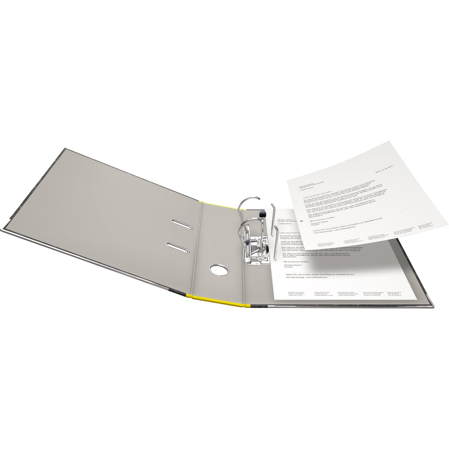 Falken Ordner 80mm DIN A4 Rückenschild: geklebt mit Schlitzen Werkstoff: Pappe Material außen: Papier Material innen: Papier gelb