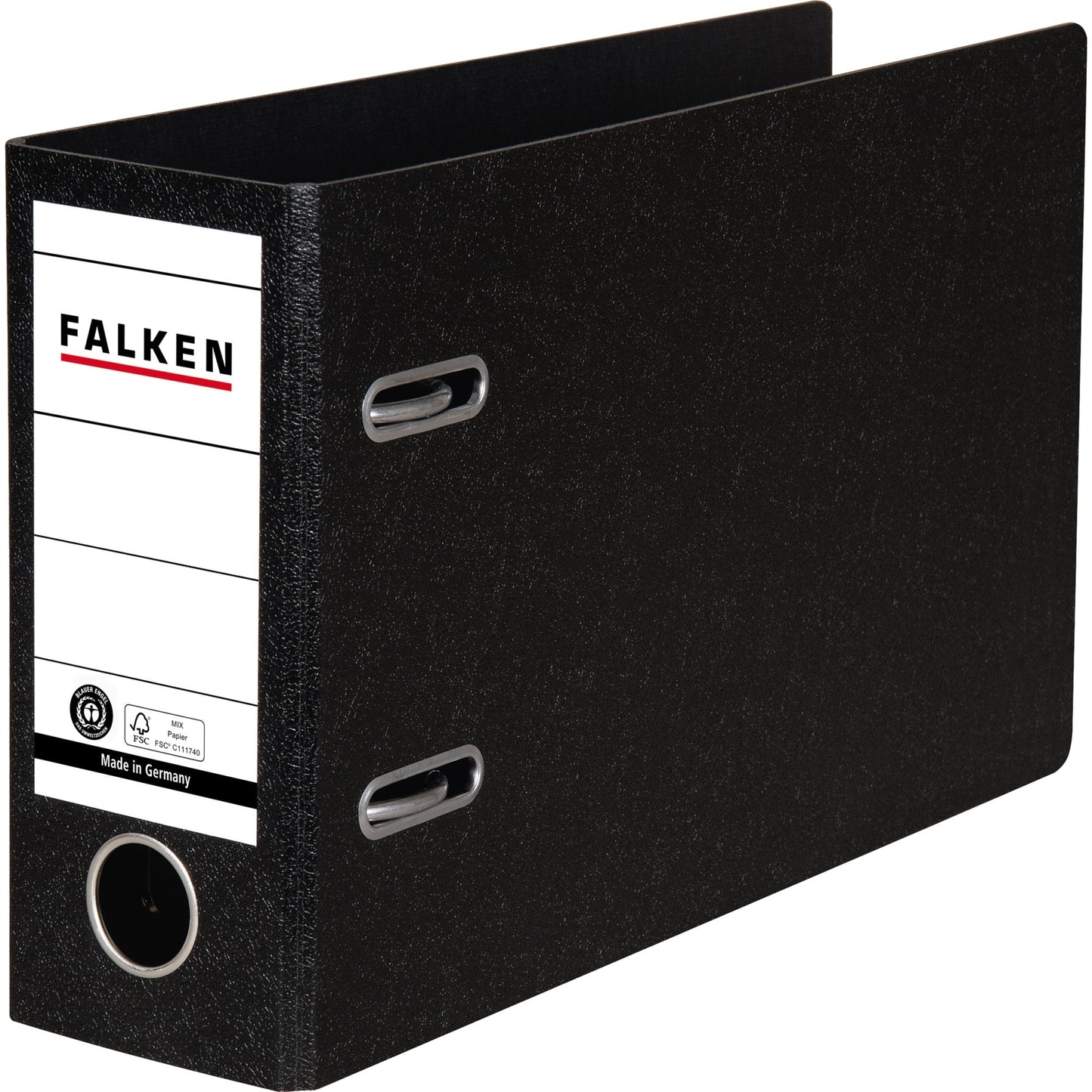 Falken Ordner 80mm DIN A5 quer Rückenschild: geklebt mit Schlitzen Werkstoff: Hartpappe schwarz