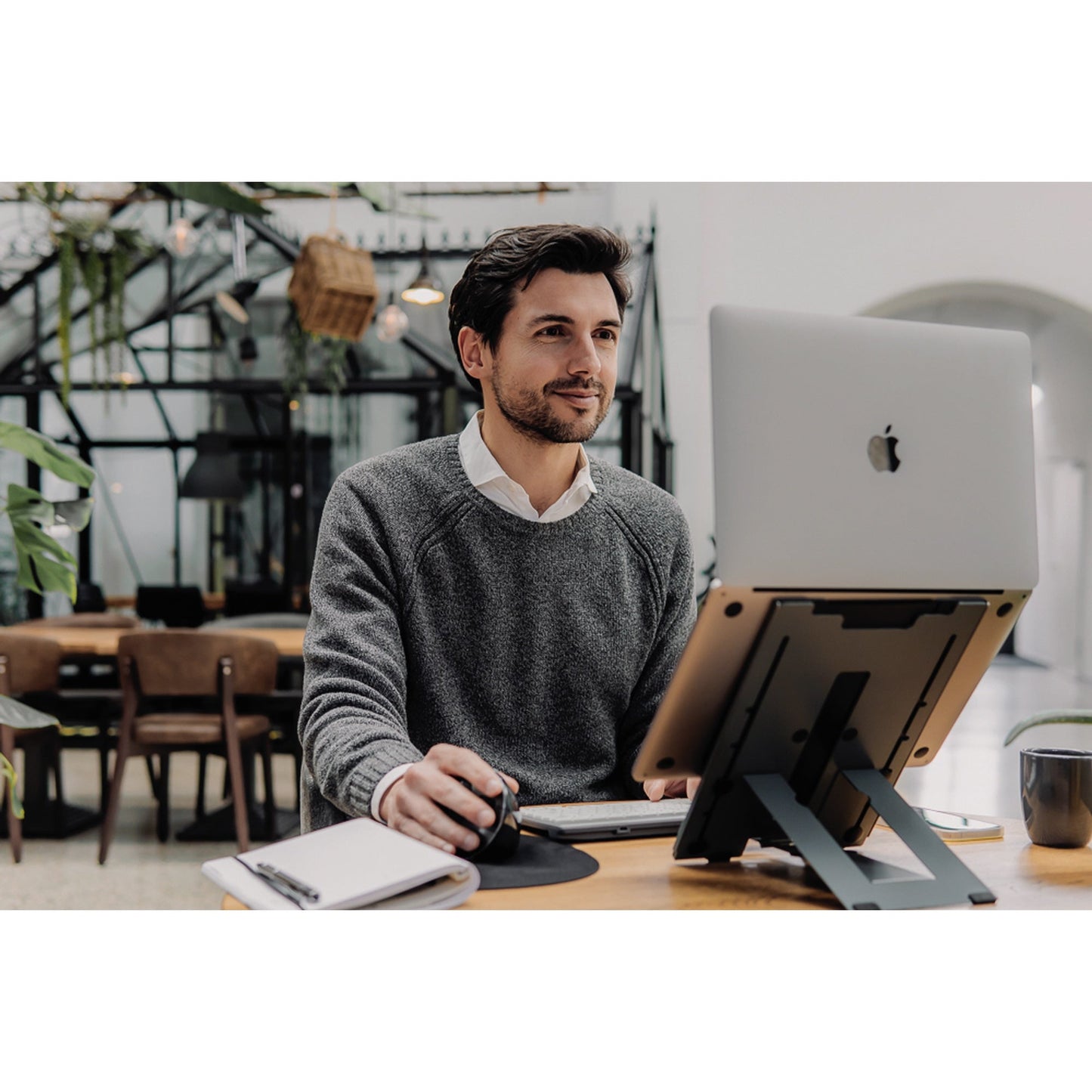 BakkerElkhuizen Notebookständer Ergo-Q Hybrid Pro höhenverstellbar Aluminium dunkelgrau matt