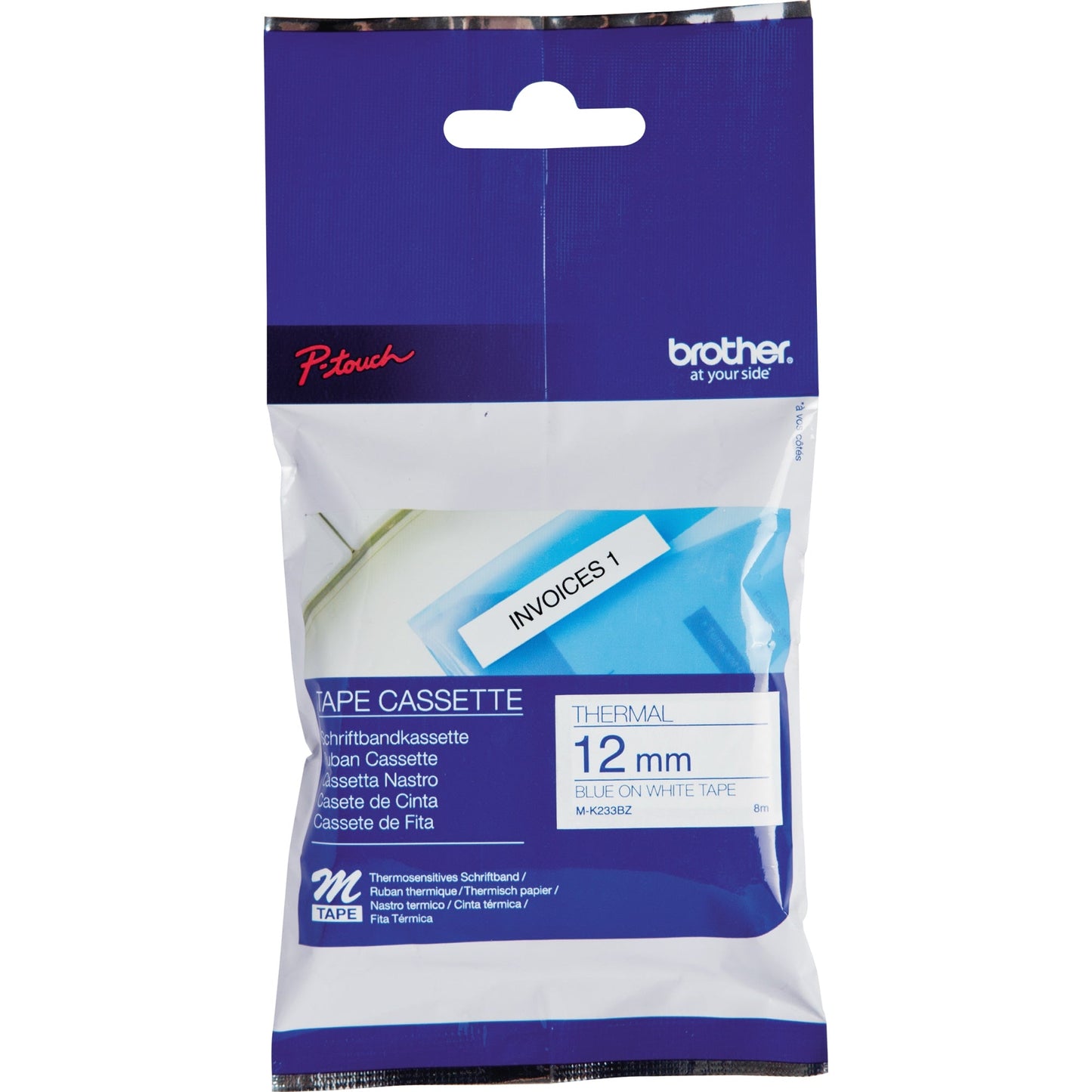 Brother Schriftbandkassette P-touch 12 mm x 8 m (B x L) weiß blau