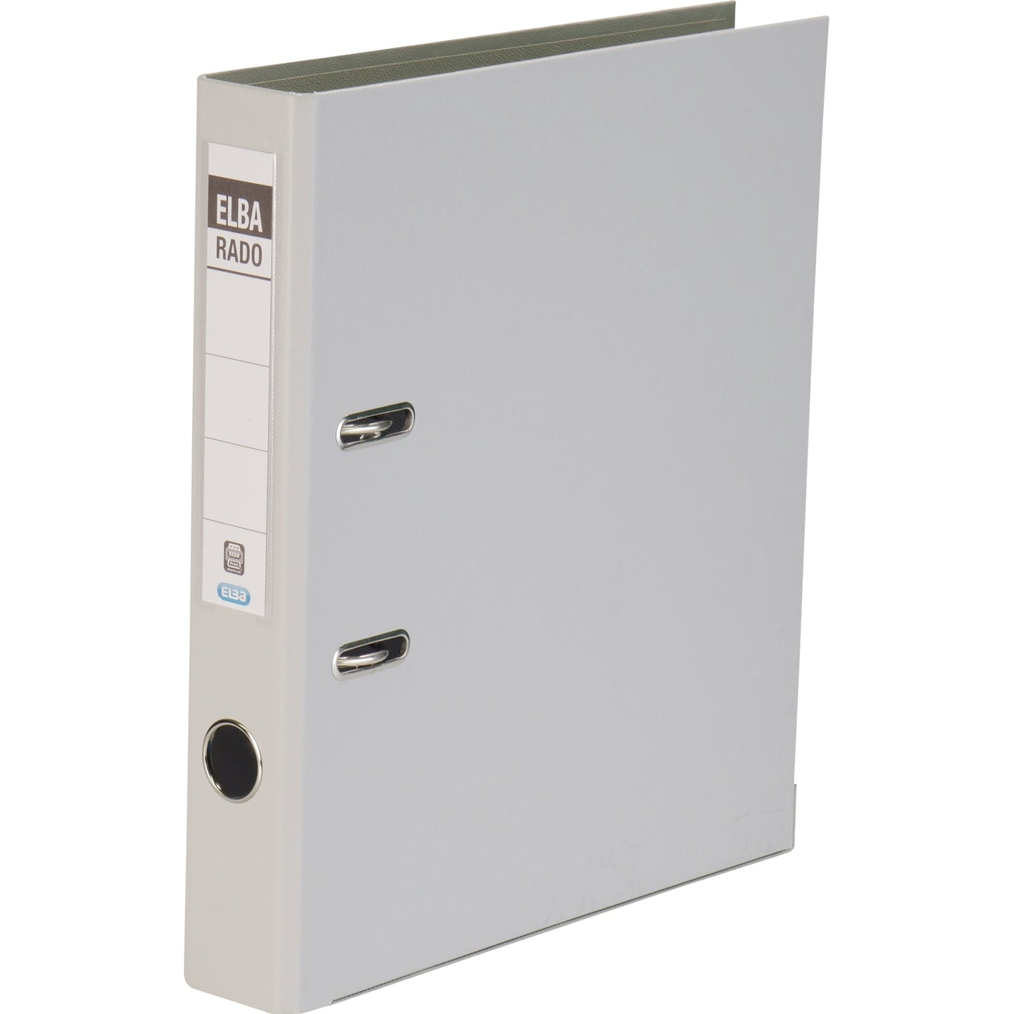 ELBA Ordner rado plast 50mm DIN A4 Rückenschild: einsteckbar mit Schlitzen Werkstoff: Pappe Material außen: PVC Material innen: PVC grau