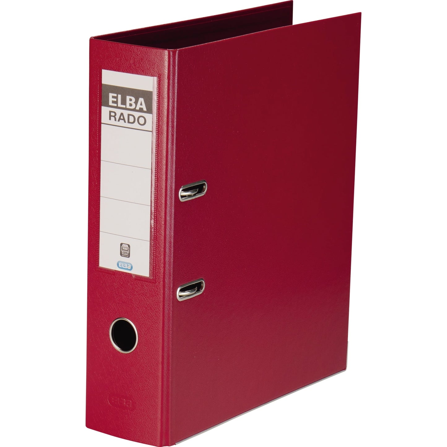 ELBA Ordner rado plast 80mm DIN A4 Rückenschild: einsteckbar mit Schlitzen Werkstoff: Pappe Material außen: PVC Material innen: PVC rot