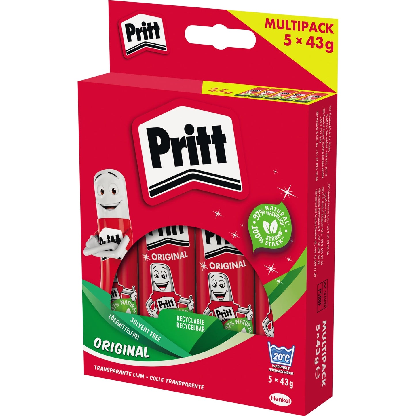 Pritt Klebestift Original Multipack nicht nachfüllbar 5 x 43 g/Pack.