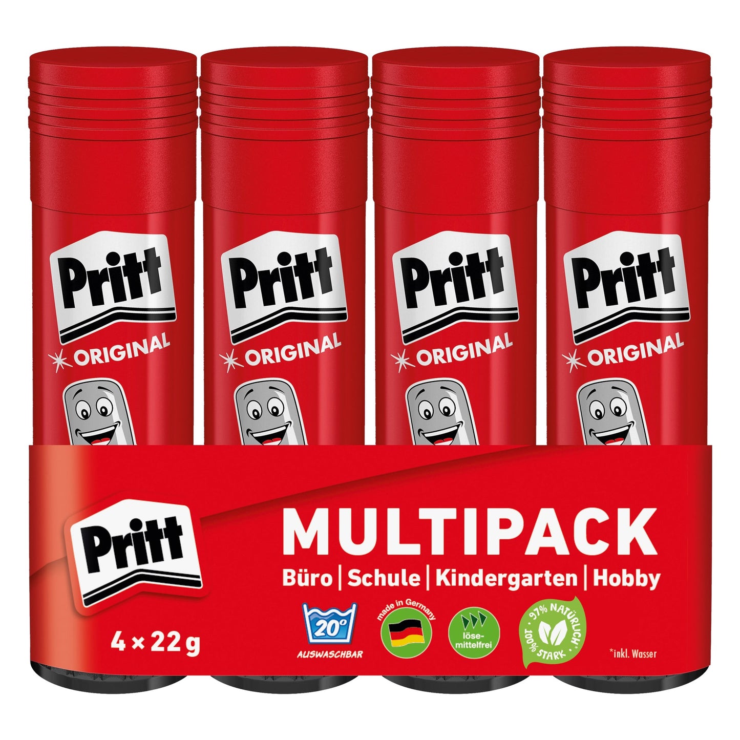 Pritt Klebestift Original Multipack nicht nachfüllbar 4 x 22 g/Pack.