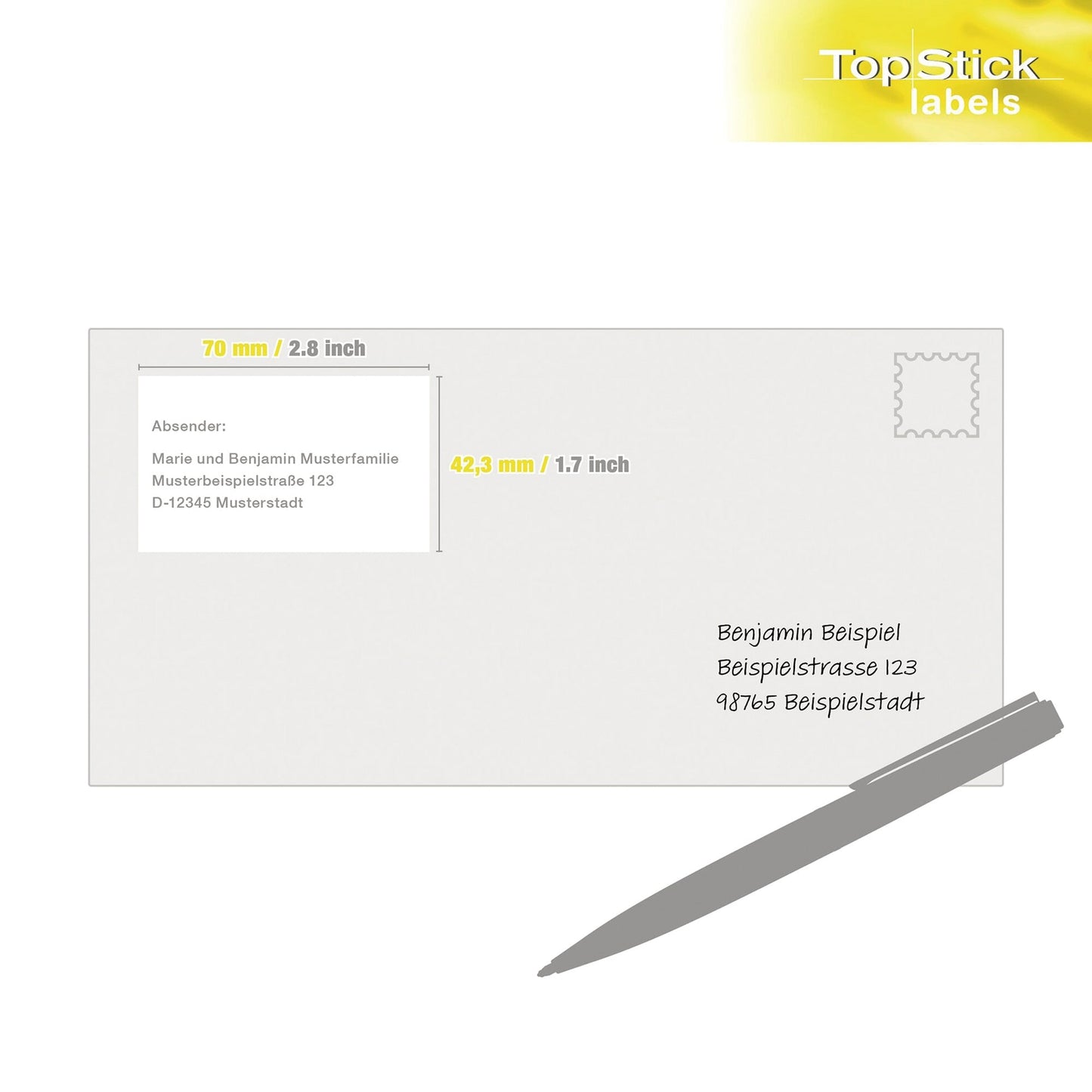 Universaletikett TopStick 70 x 42,3 mm (B x H) nicht wieder ablösbar Papier weiß 2.100 Etik./Pack.