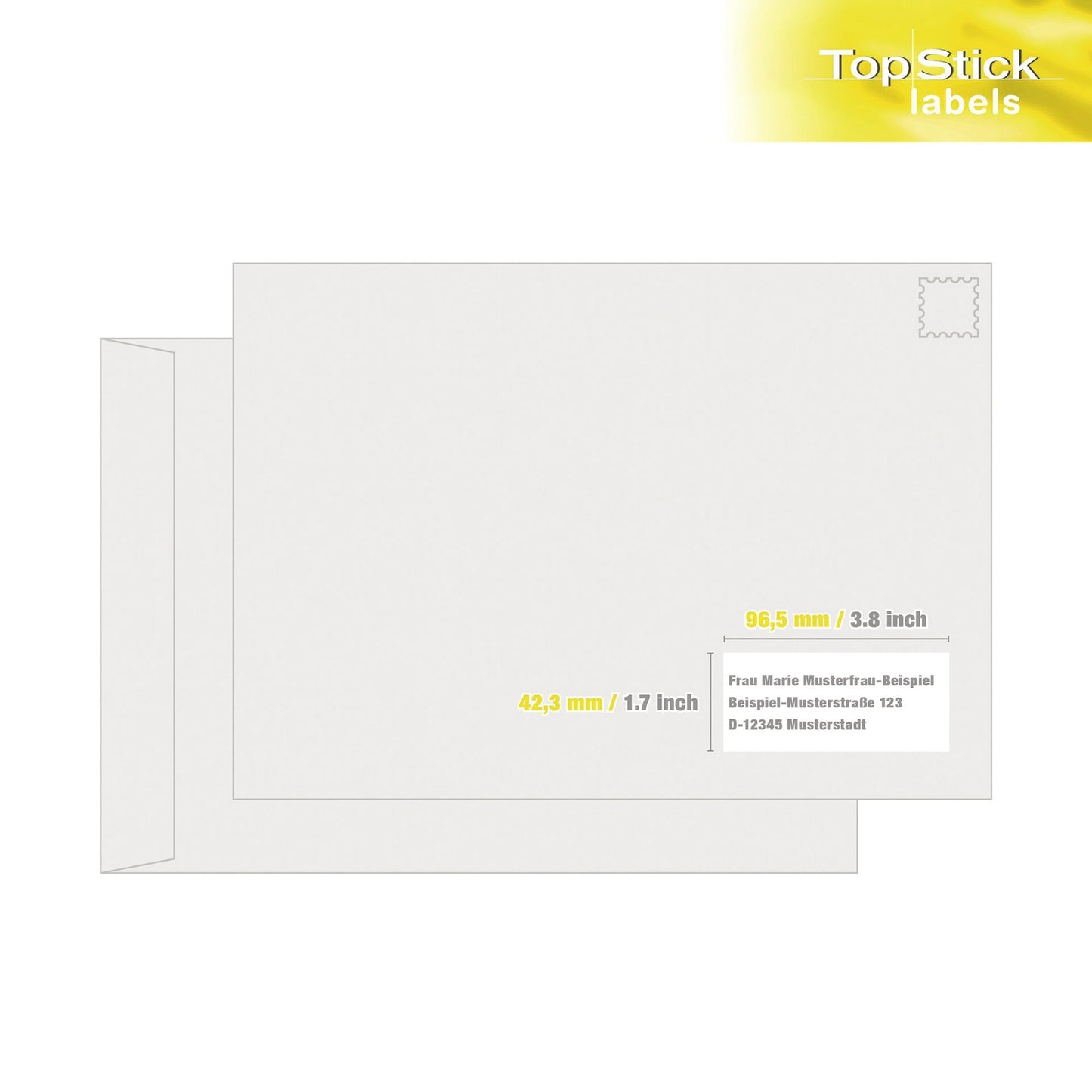 Universaletikett TopStick 96,5 x 42,3 mm (B x H) nicht wieder ablösbar Papier weiß 1.200 Etik./Pack.