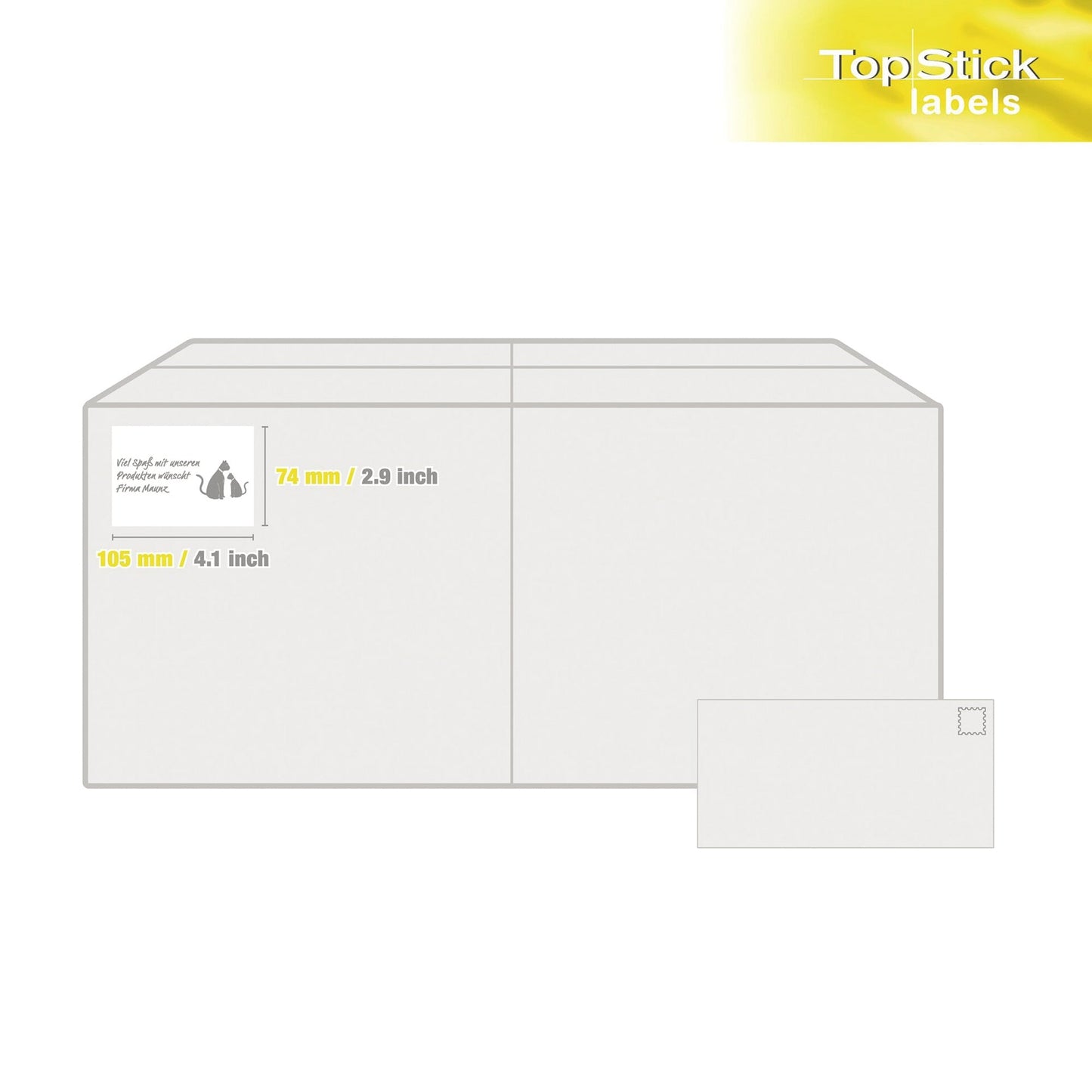 Universaletikett TopStick 105 x 74 mm (B x H) nicht wieder ablösbar Papier weiß 800 Etik./Pack.