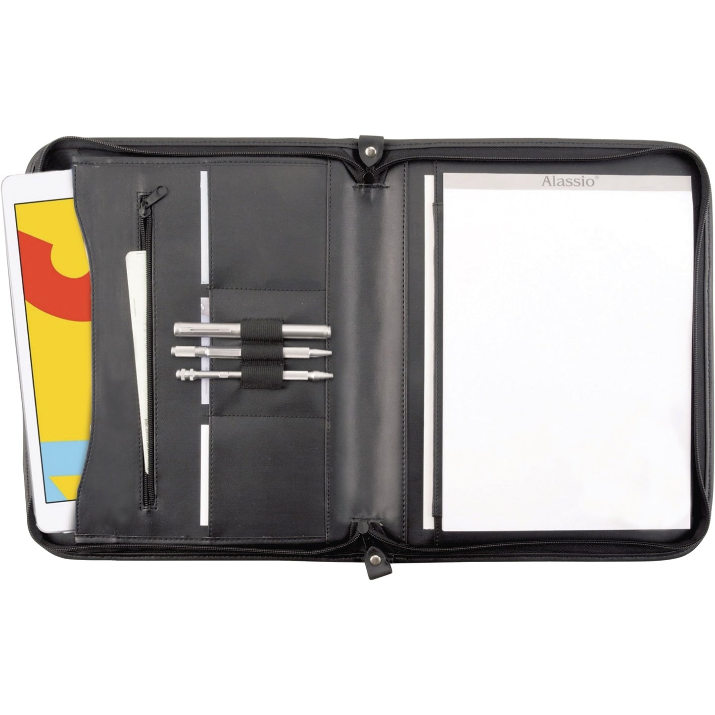 Alassio® Schreibmappe MILANO 36 x 29 x 5 cm (B x H x T) Lederimitat schwarz