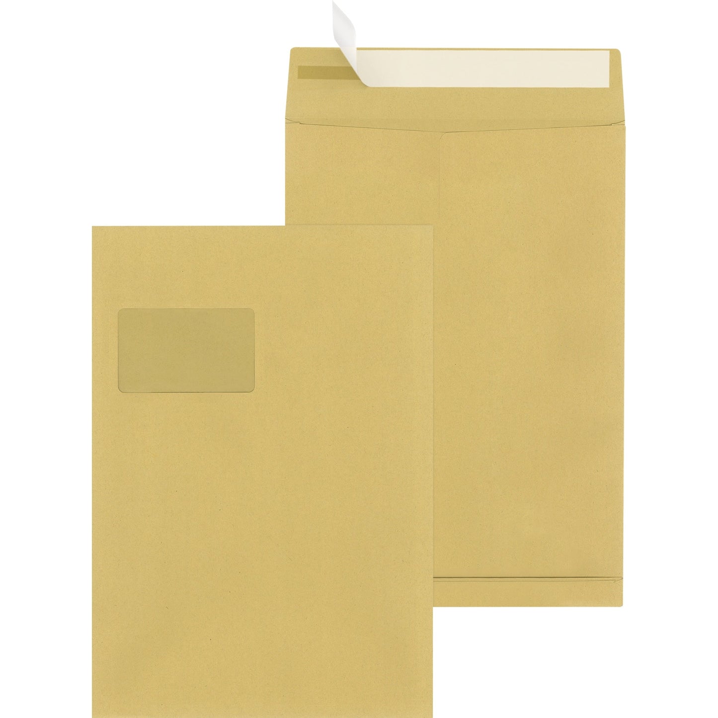 MAILmedia Faltentasche Pack'nPost® DIN C4 mit Fenster 125g/m² mit Haftklebung Natronpapier braun 25 St./Pack.