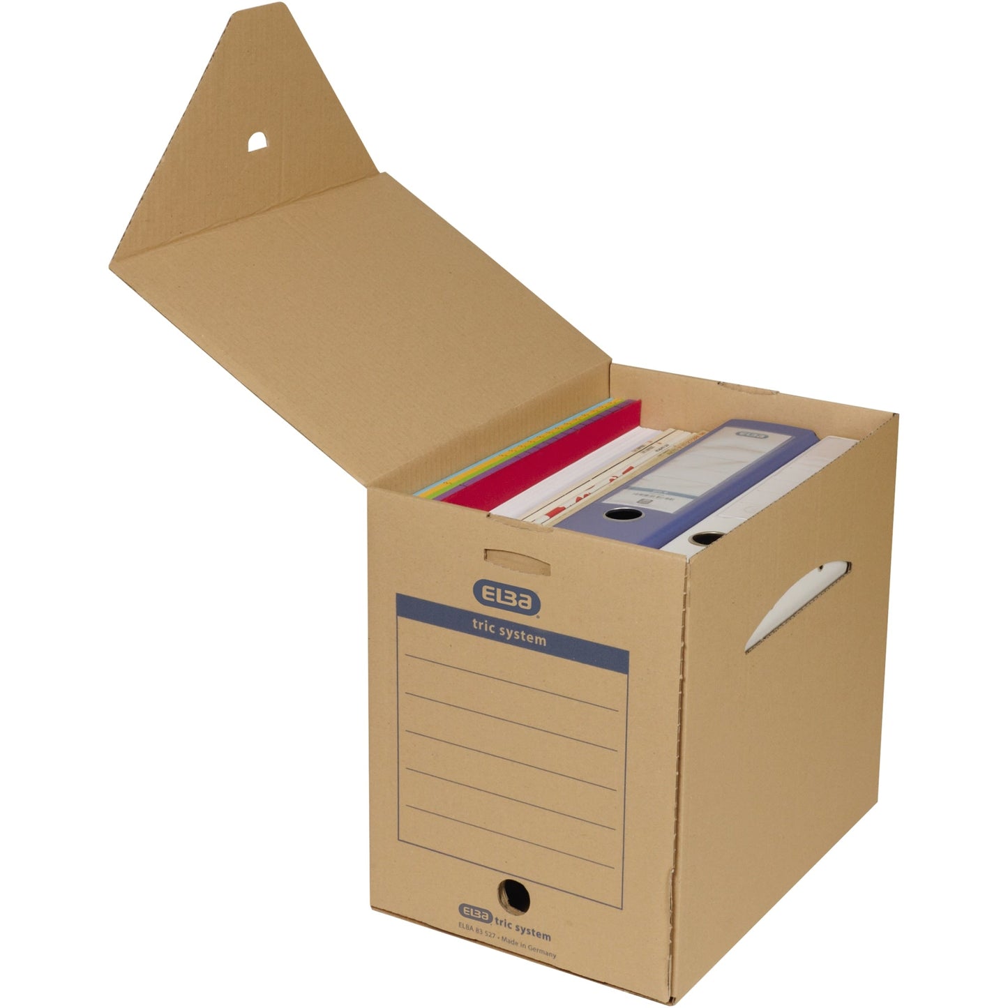 ELBA Archivbox Maxi tric system 23,6 x 30,8 x 32,5 cm (B x H x T) DIN A4 mit Archivdruck Wellpappe naturbraun