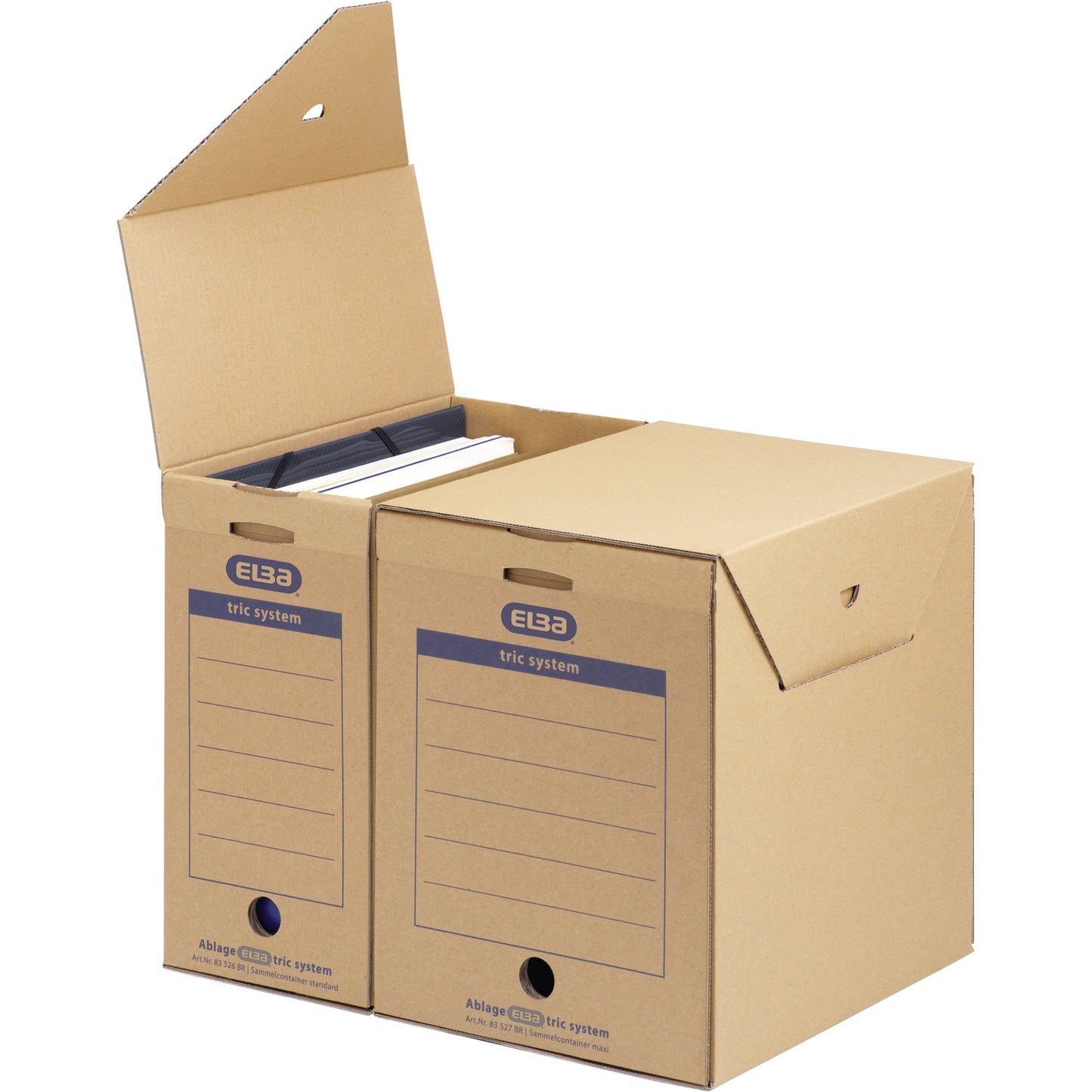 ELBA Archivbox tric system 15,8 x 30,8 x 32,5 cm (B x H x T) DIN A4 mit Archivdruck Wellpappe naturbraun
