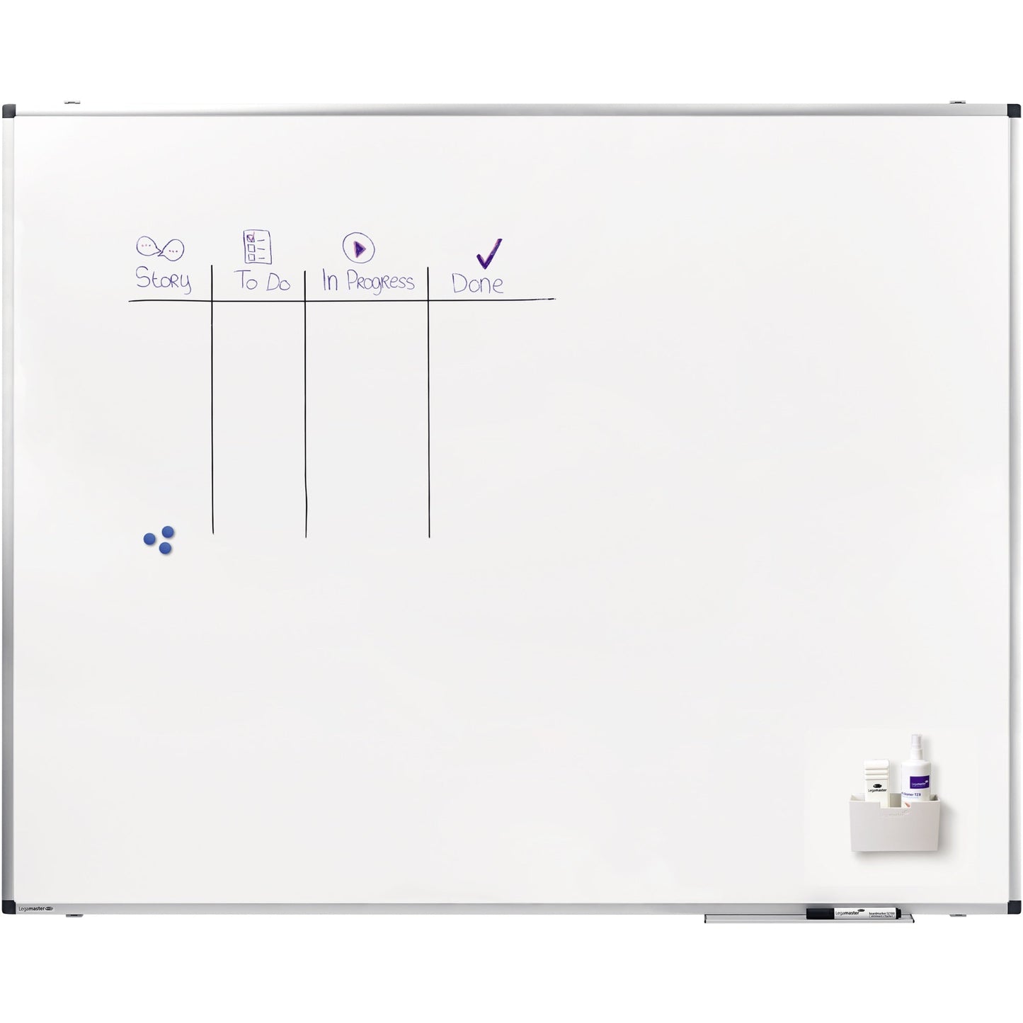 Legamaster Whiteboard PREMIUM Maße der Oberfläche: 150 x 120 cm (B x H) Tafel magnethaftend nicht beidseitig beschreibbar inkl. Boardmarker Stahl lackiert weiß