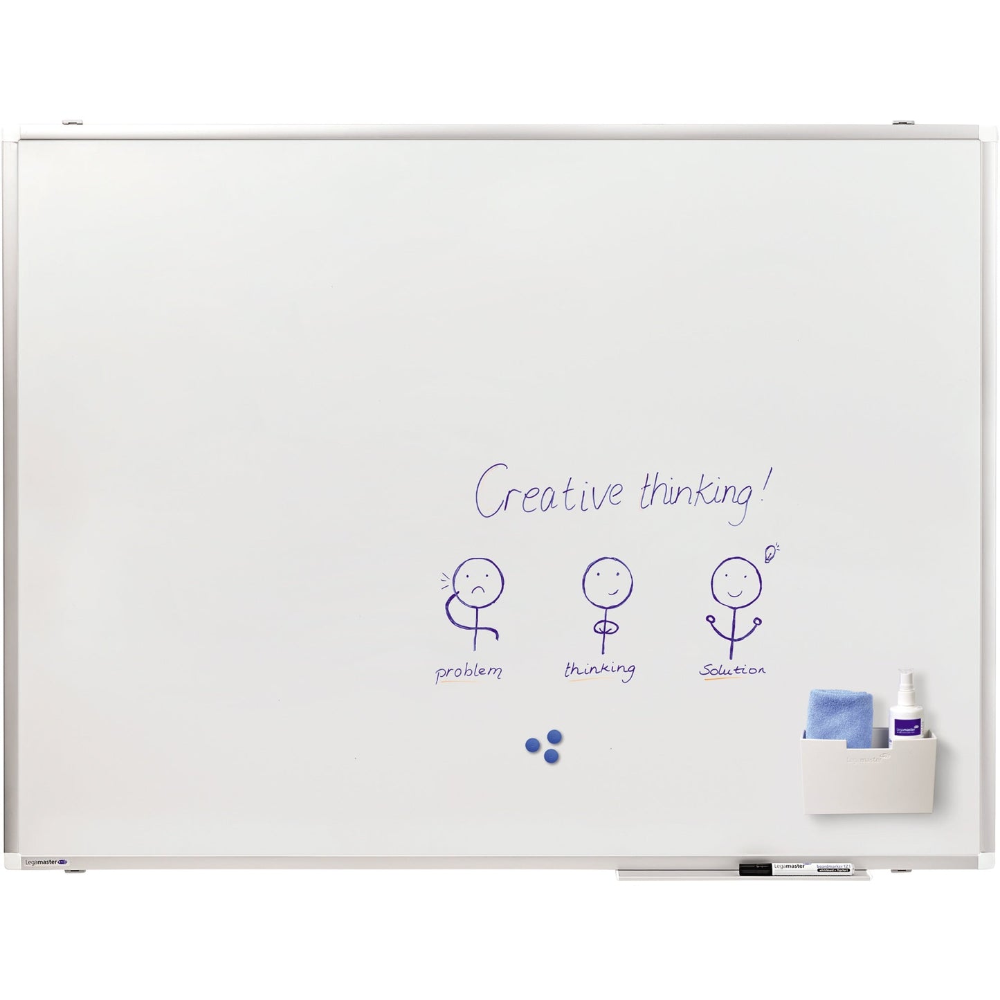 Legamaster Whiteboard PREMIUM PLUS Maße der Oberfläche: 120 x 90 cm (B x H) Tafel magnethaftend nicht beidseitig beschreibbar inkl. einem schwarzen Boardmarker TZ 1 Stahl emailliert weiß