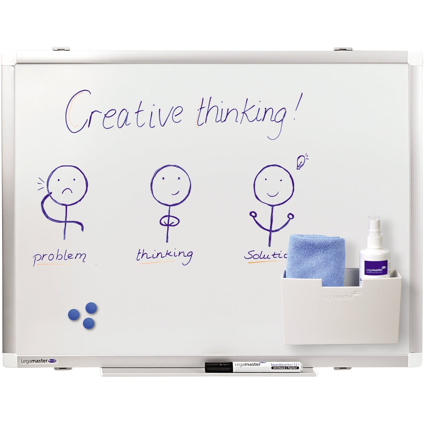 Legamaster Whiteboard PREMIUM PLUS Maße der Oberfläche: 60 x 45 cm (B x H) Tafel magnethaftend nicht beidseitig beschreibbar inkl. einem schwarzen Boardmarker TZ 1 Stahl emailliert weiß
