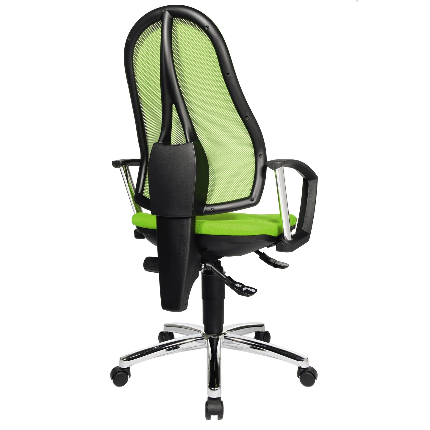 TOPSTAR Bürodrehstuhl Open Point® P Plus 43-51cm Permanentkontaktmechanik Rolle hart gebremst (für Teppichboden) Stahl, verchromt apfelgrün