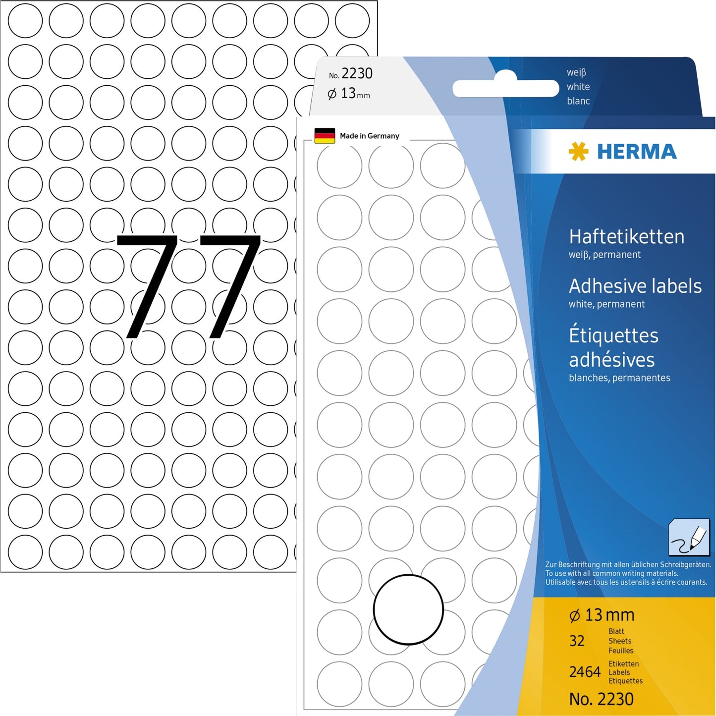 HERMA Markierungspunkt 13mm Papier weiß 2.464 Etik./Pack.