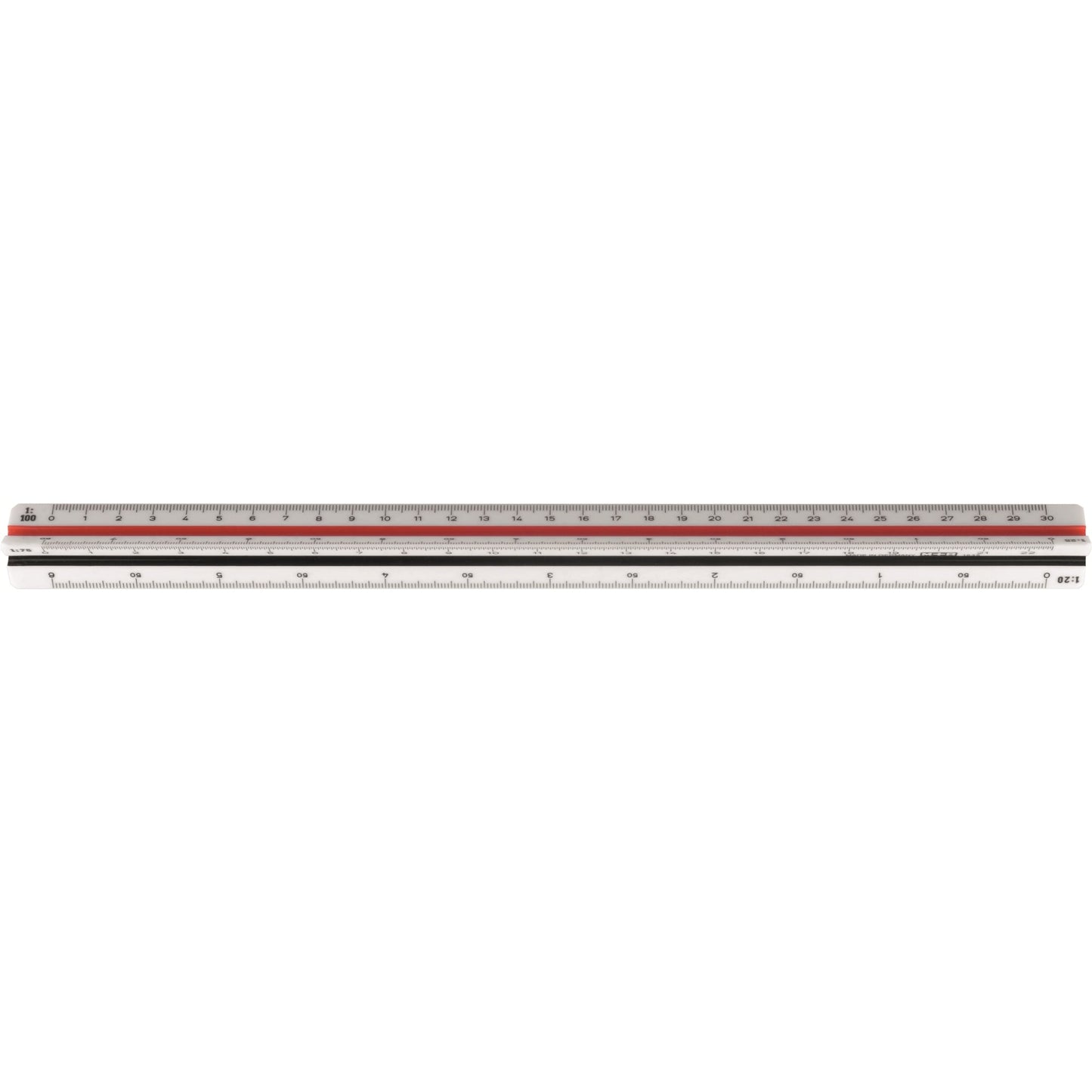 M+R Dreikantmaßstab 30cm Berufsschule: 1:20, 1:25, 1:33 1/3, 1:50, 1:75, 1:100 Kunststoff weiß