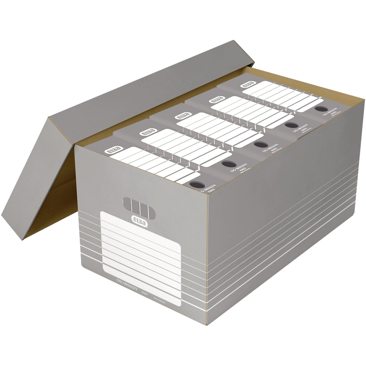 ELBA Archivschachtel tric 37 x 32,2 x 62,2 cm (B x H x T) DIN A4 mit Archivdruck Wellpappe grau/weiß