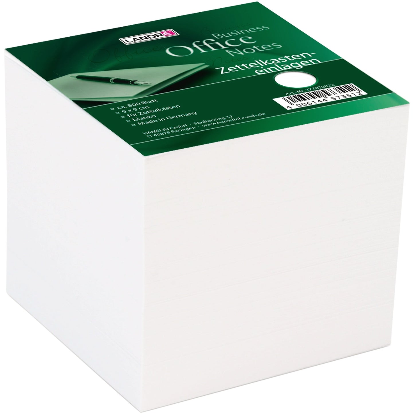 Landré Zettelboxeinlage 9 x 9 cm (B x H) 70g/m² weiß 800 Bl./Pack.