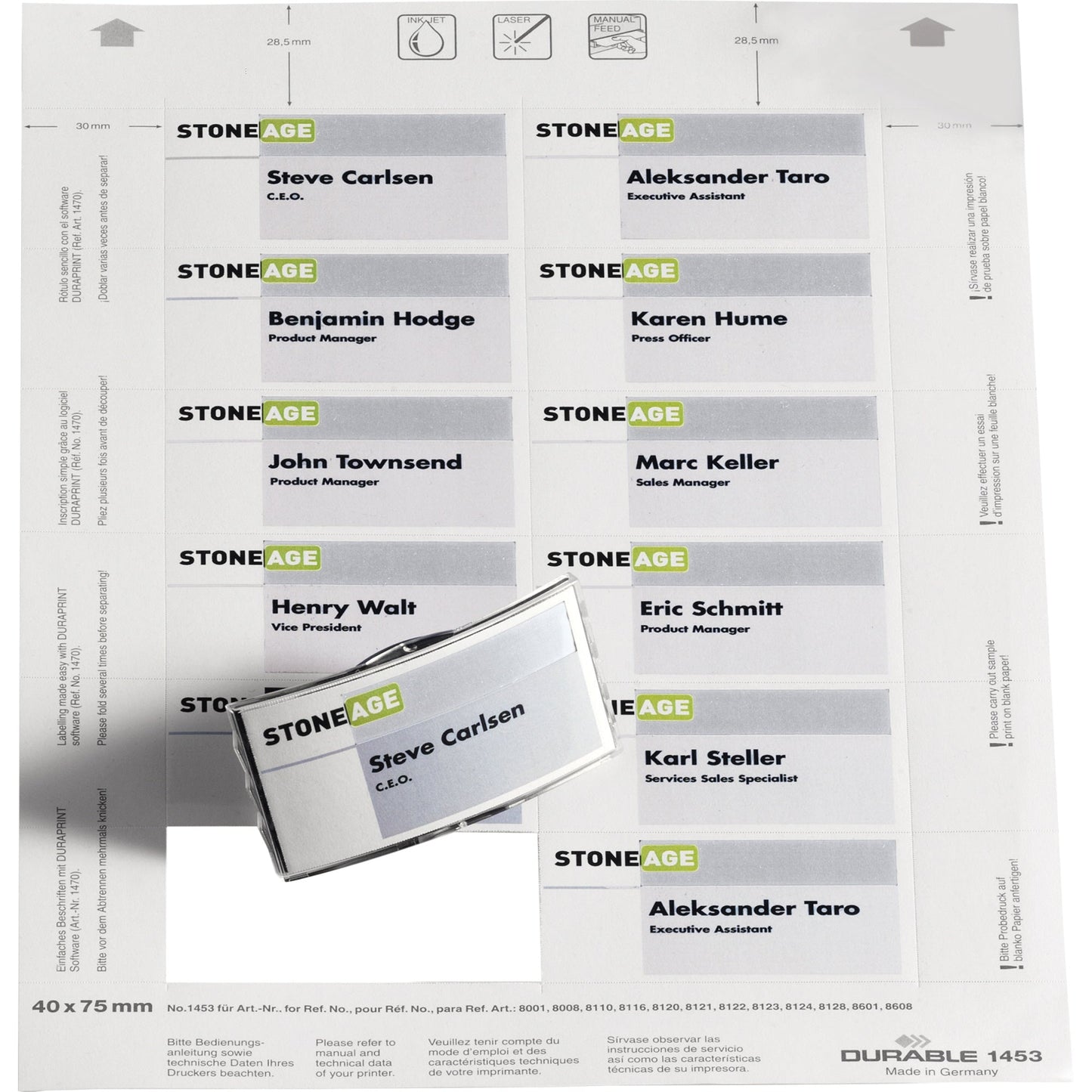 DURABLE Einsteckschild BADGEMAKER® 75 x 40 mm (B x H) 150g/m² Karton weiß 240 St./Pack.