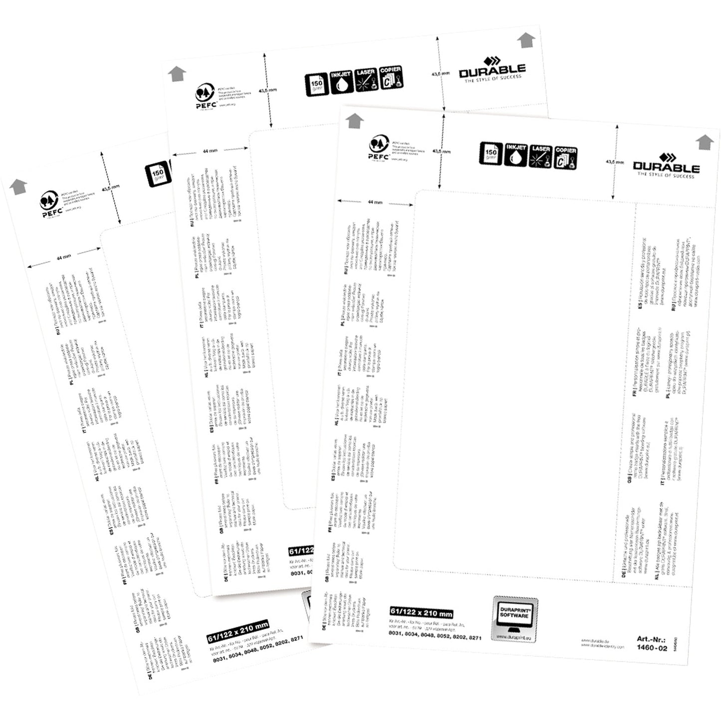DURABLE Einsteckschild BADGEMAKER® 61 x 210 mm (B x H) 150g/m² Karton weiß 20 St./Pack.
