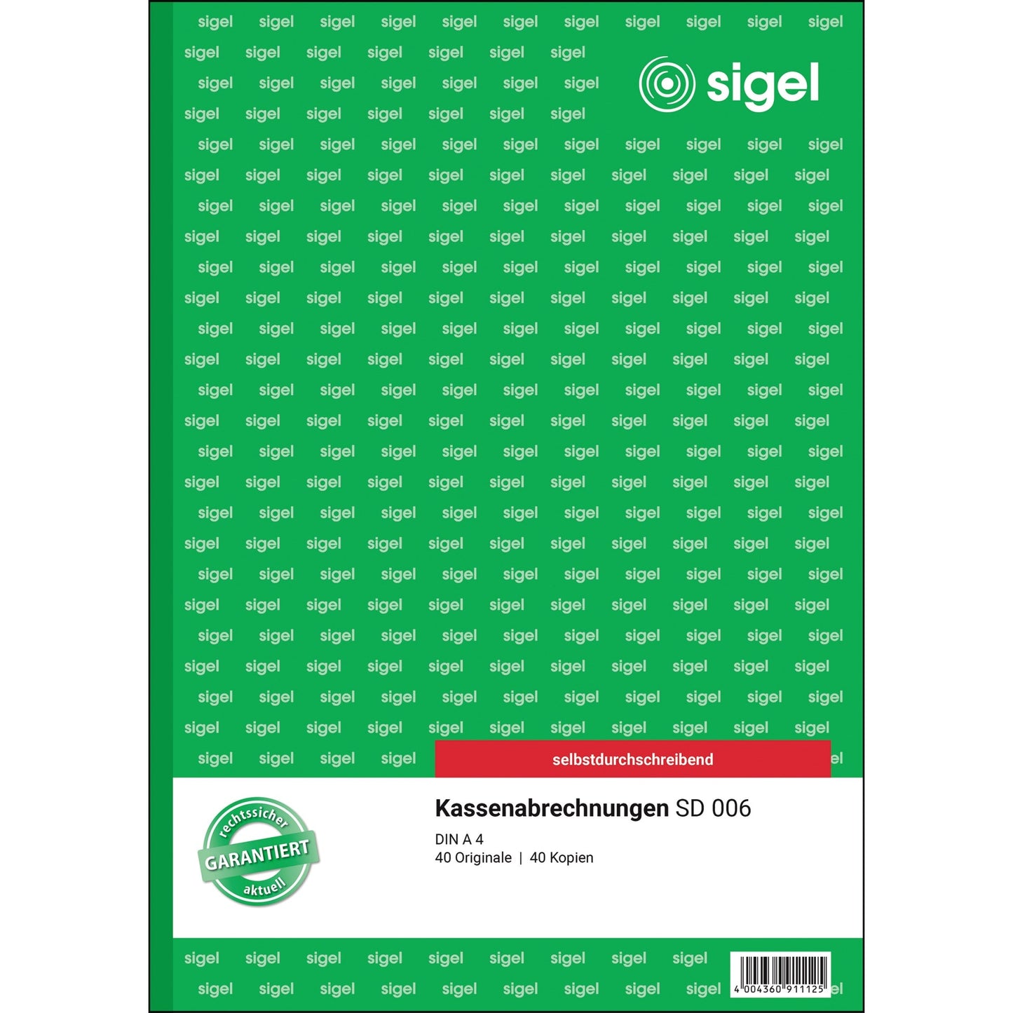 SIGEL Kassenabrechnung SD 006 DIN A4 selbstdurchschreibend 1 Durchschlag 2 x 40 Bl.