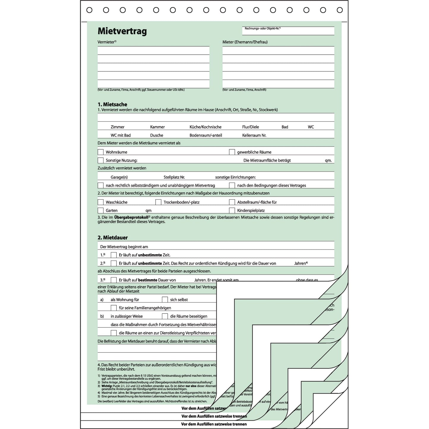 SIGEL Mietvertrag MV 480 DIN A4 selbstdurchschreibend 1 Durchschlag 4 x 2 Bl.