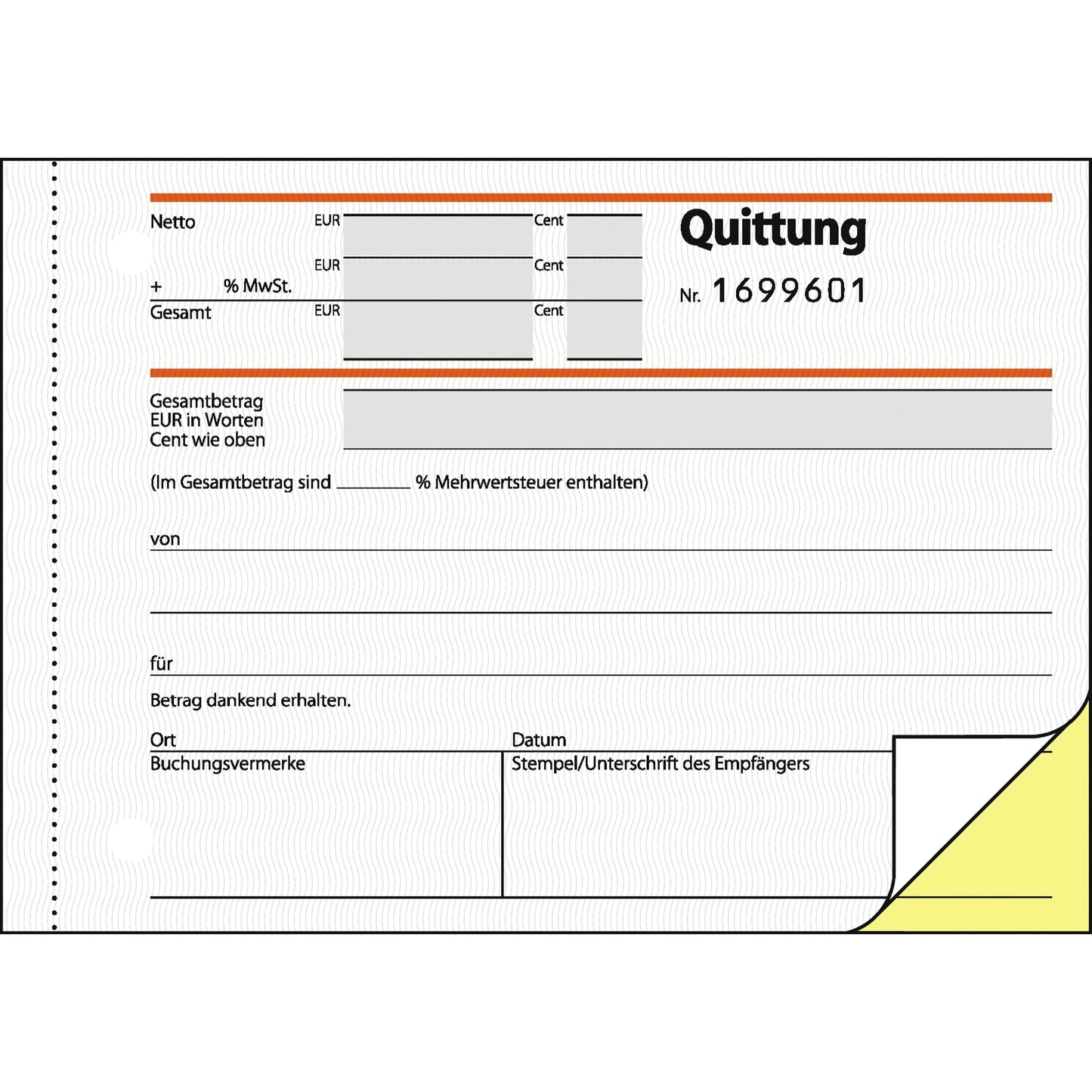 SIGEL Quittungsblock SD 121 DIN A6 quer selbstdurchschreibend 1 Durchschlag 2 x 50 Bl.