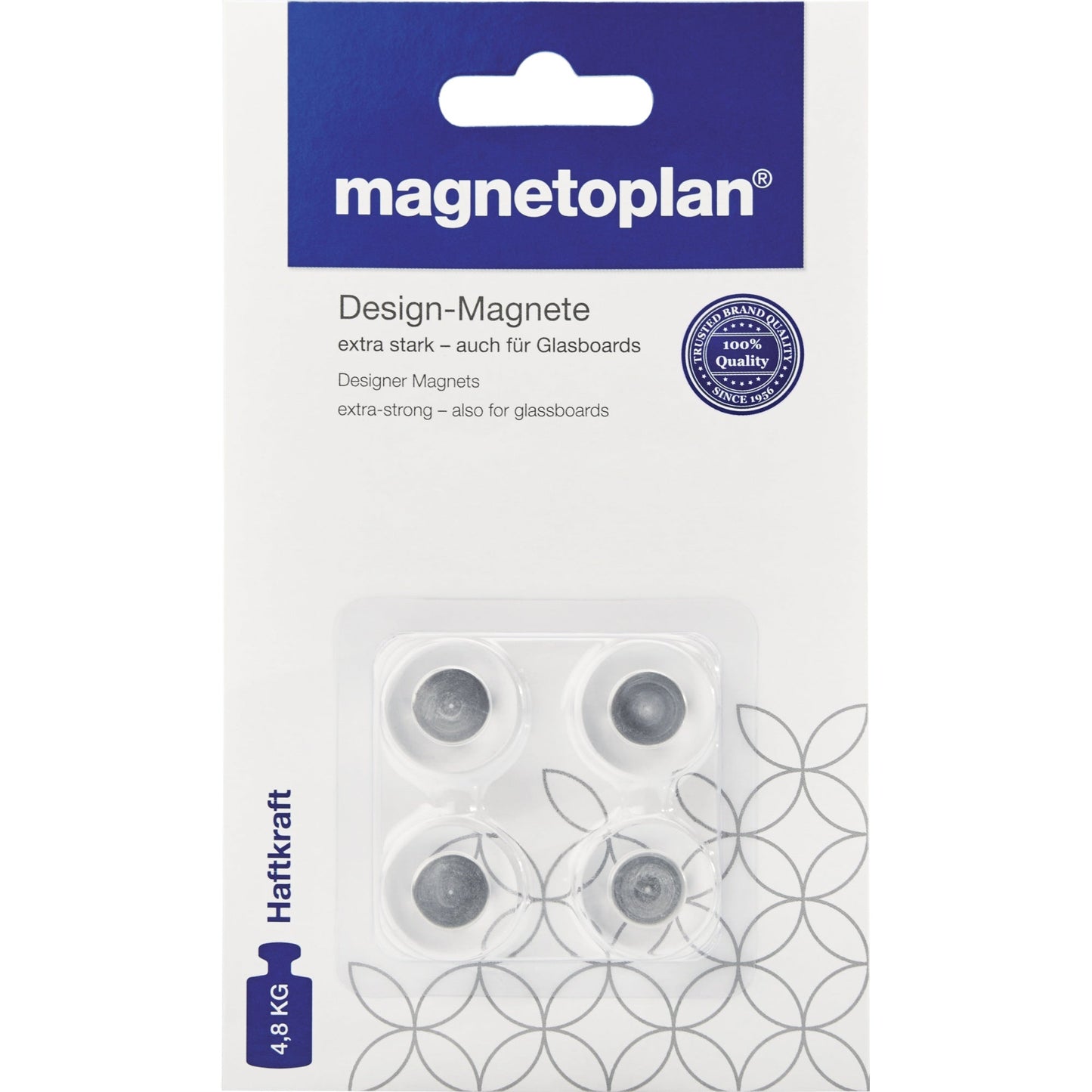 magnetoplan® Magnet Design 20mm 4,8kg Acrylglas transparent 4 St./Pack.